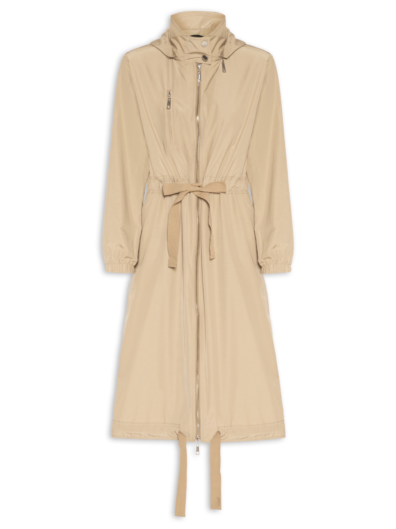 Parka Feminina Resistente A Água Manga Longa Com Capuz Bege Animale