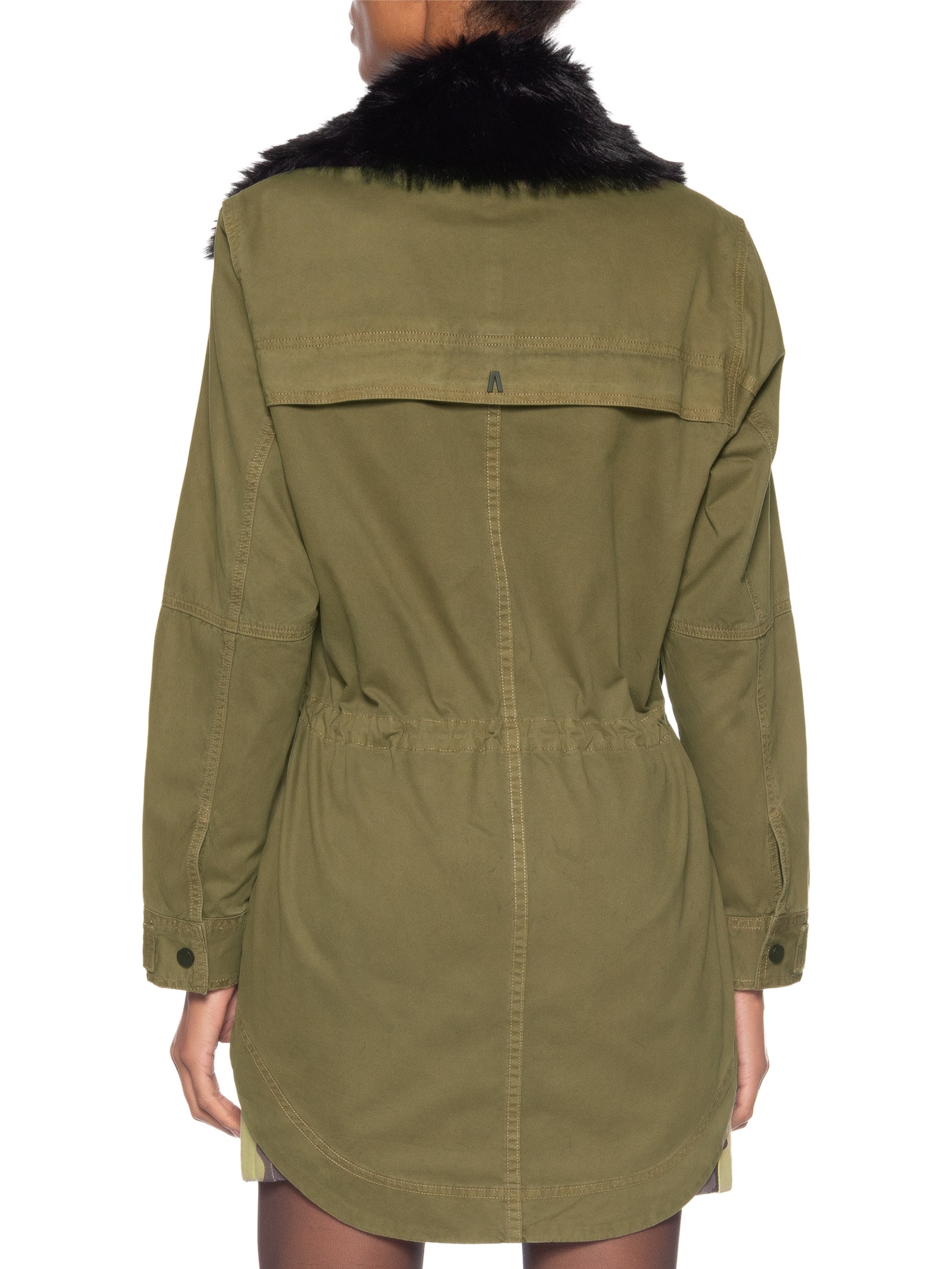 Parka Feminina Sarja Gola Fur Verde Animale Jeans