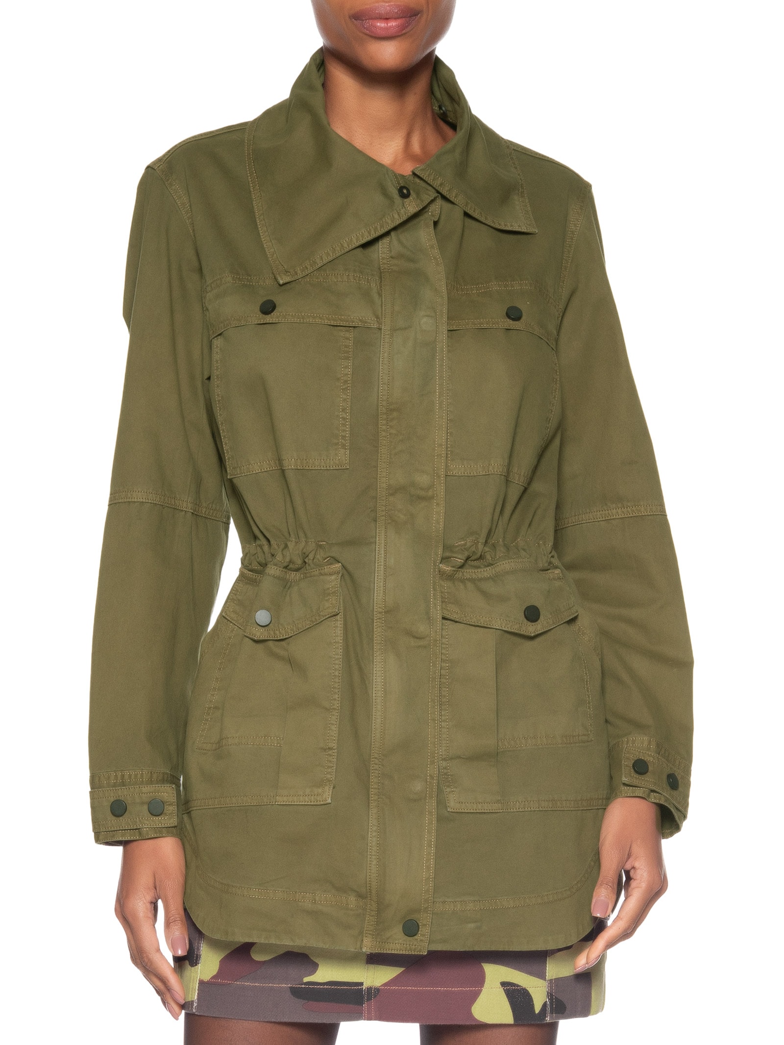 Parka Feminina Sarja Gola Fur Verde Animale Jeans