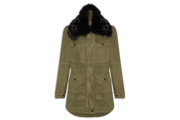 Parka Feminina Sarja Gola Fur - Verde