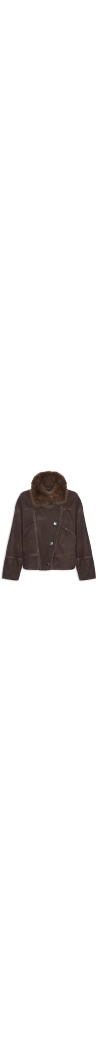 Parka Feminina Sarja Resinada Gola Fur - Marrom