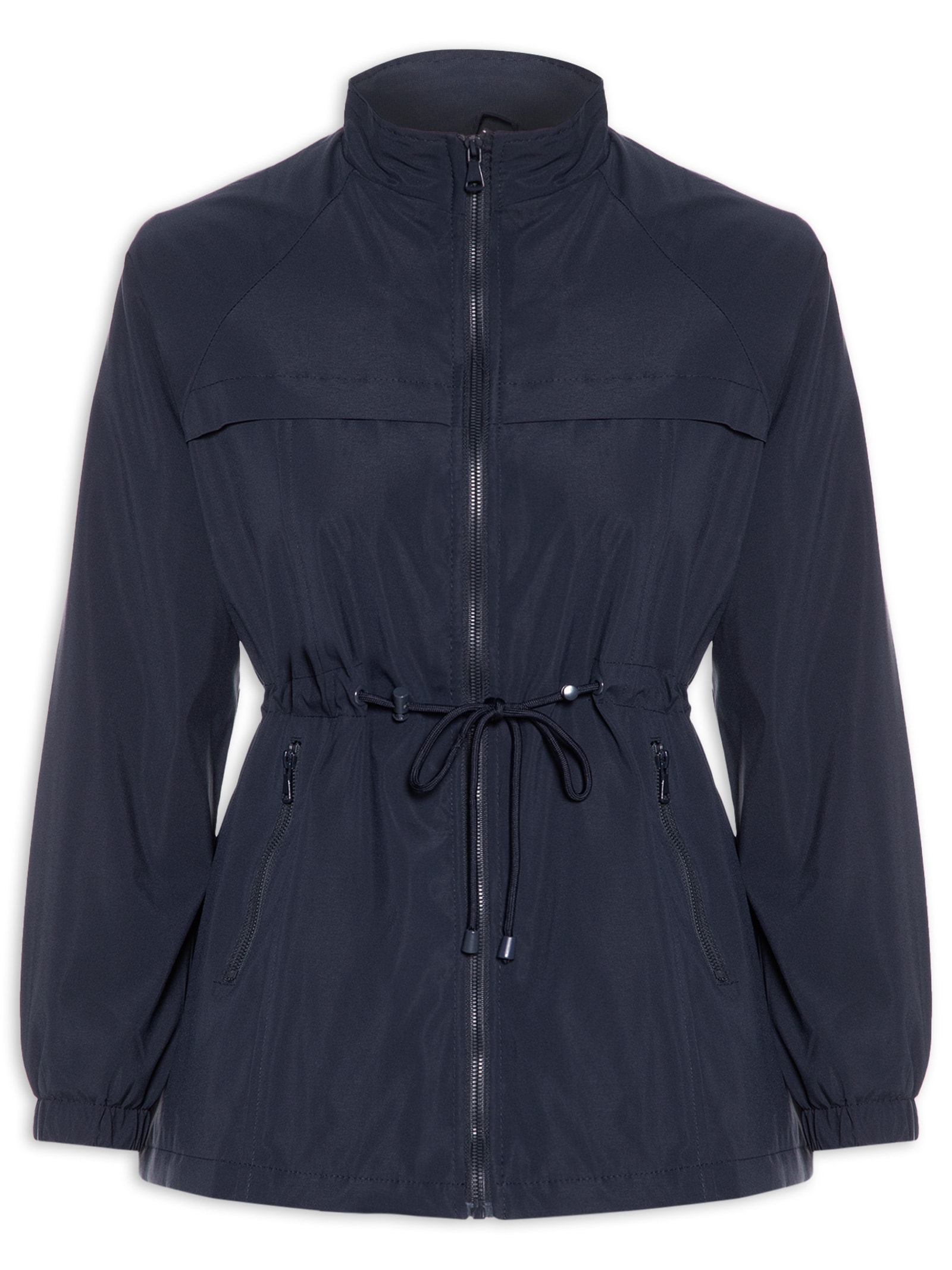 Parka Feminina Utilitária Ajustável Azul Basiq
