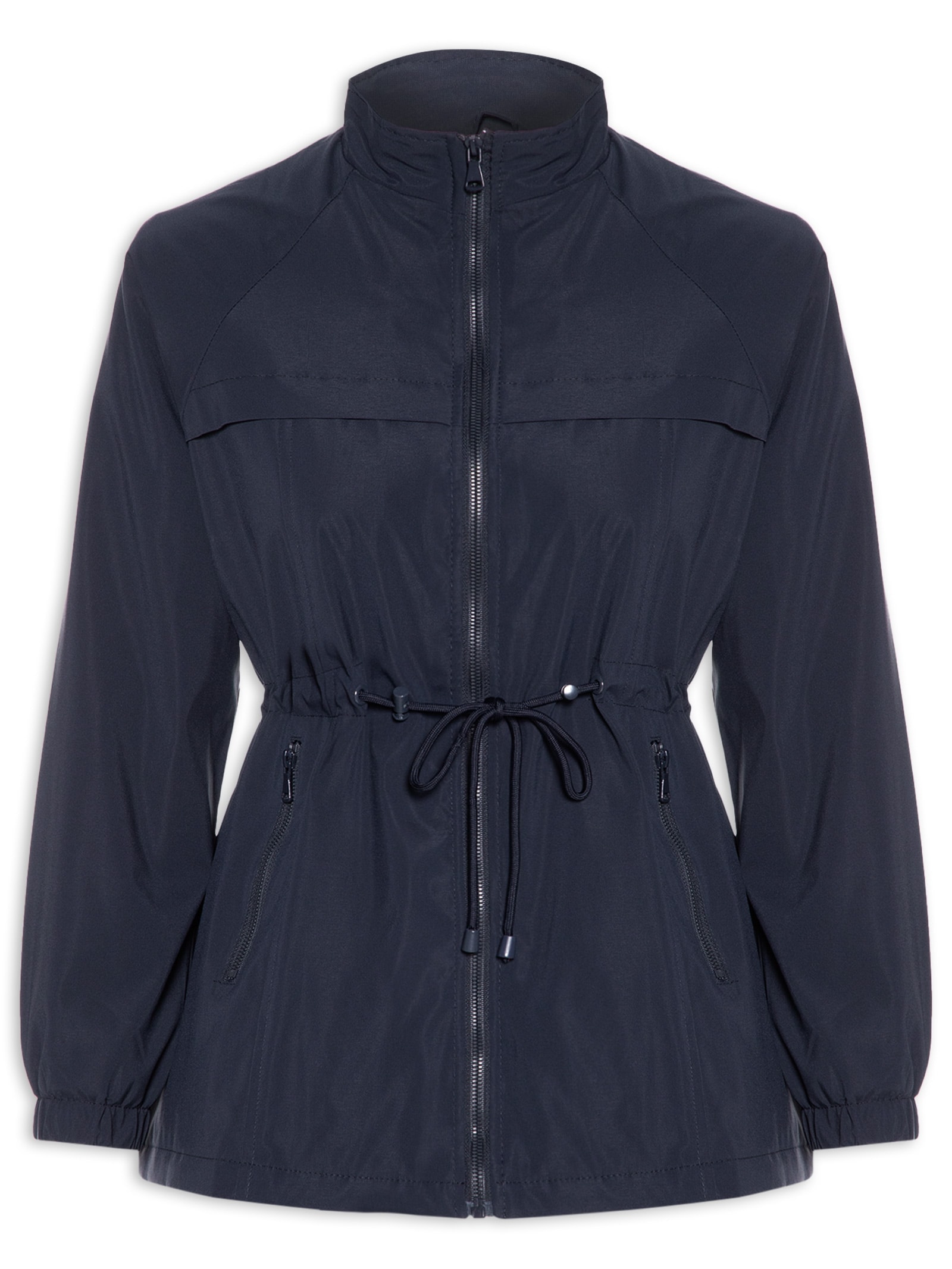 Parka Feminina Utilitária Ajustável Azul Basiq