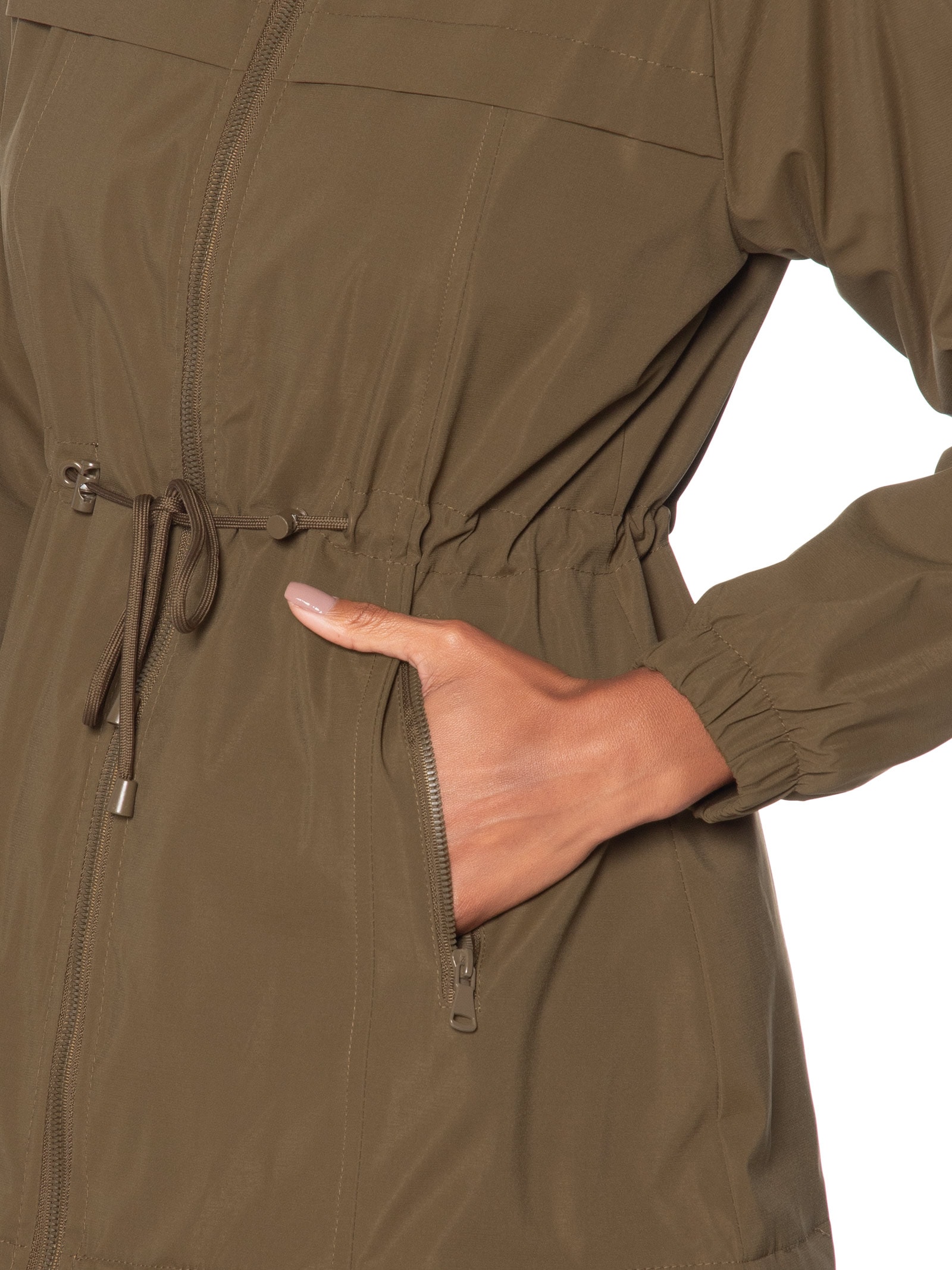 Parka Feminina Utilitária Ajustável Marrom Basiq