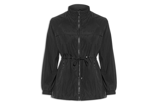 Parka Feminina Utilitária Ajustável   – Preto