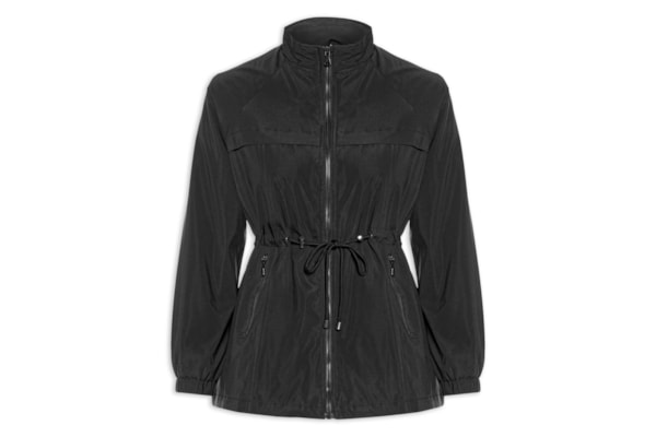 Parka Feminina Utilitária Ajustável   – Preto