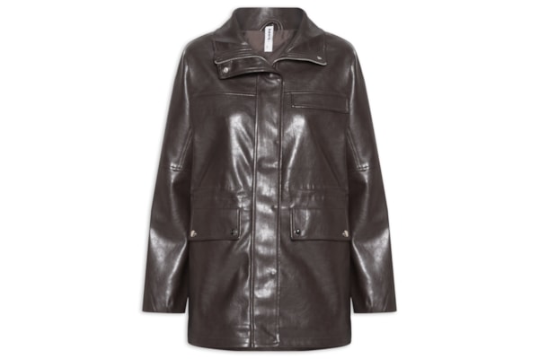 Parka Feminina Utilitária Gola Alta - Marrom