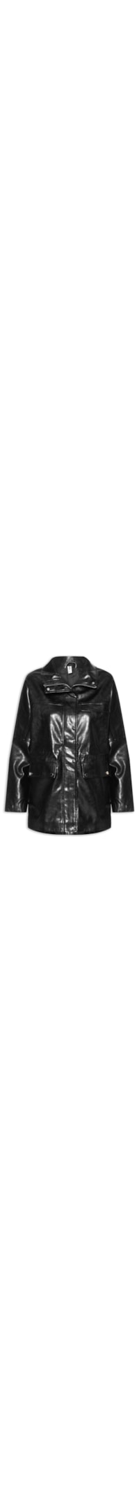 Parka Feminina Utilitária Gola Alta - Preto