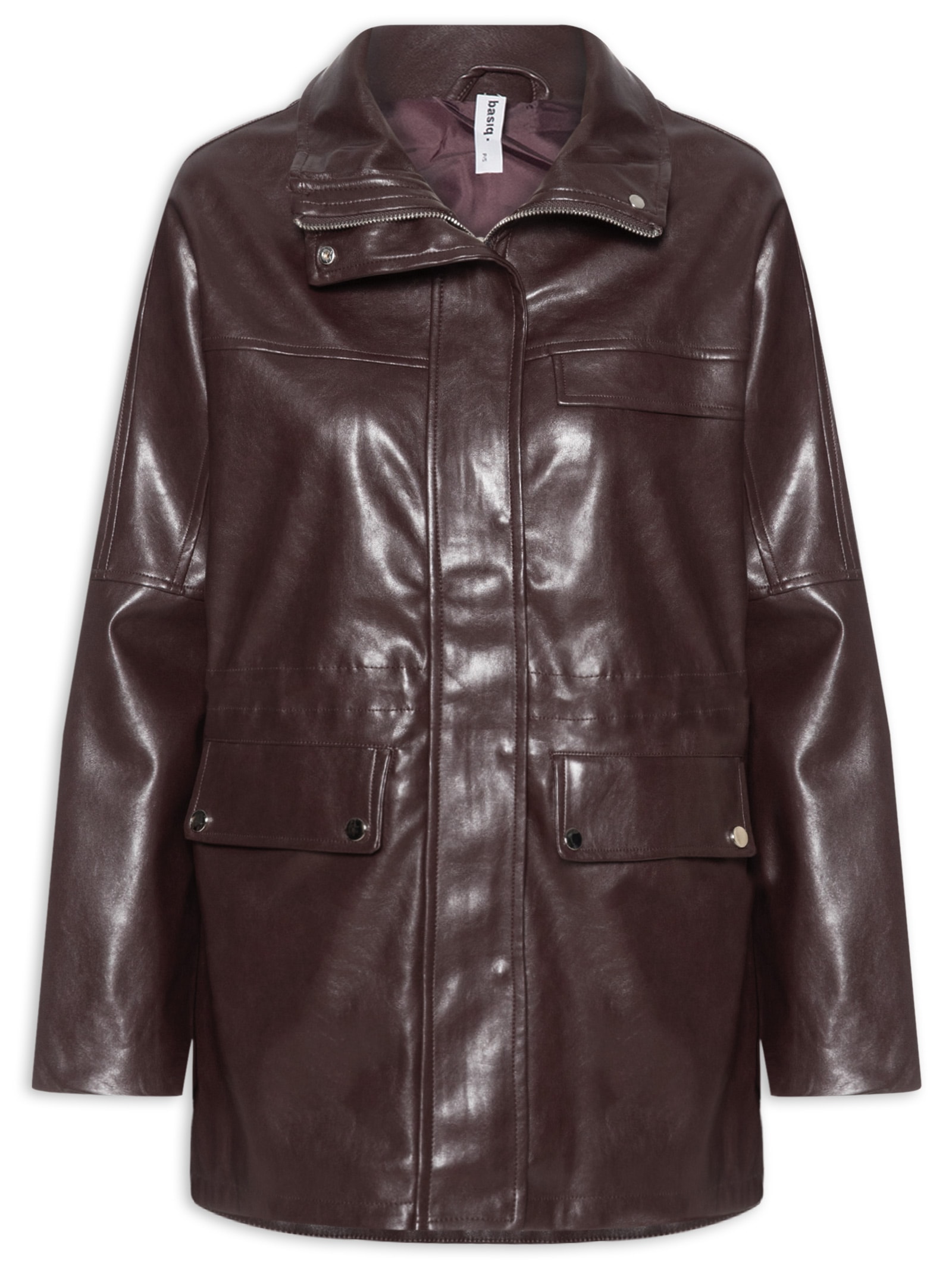 Parka Feminina Utilitária Gola Alta Vermelho Basiq