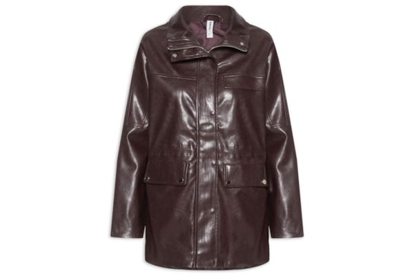 Parka Feminina Utilitária Gola Alta - Vermelho