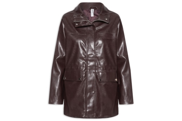 Parka Feminina Utilitária Gola Alta - Vermelho