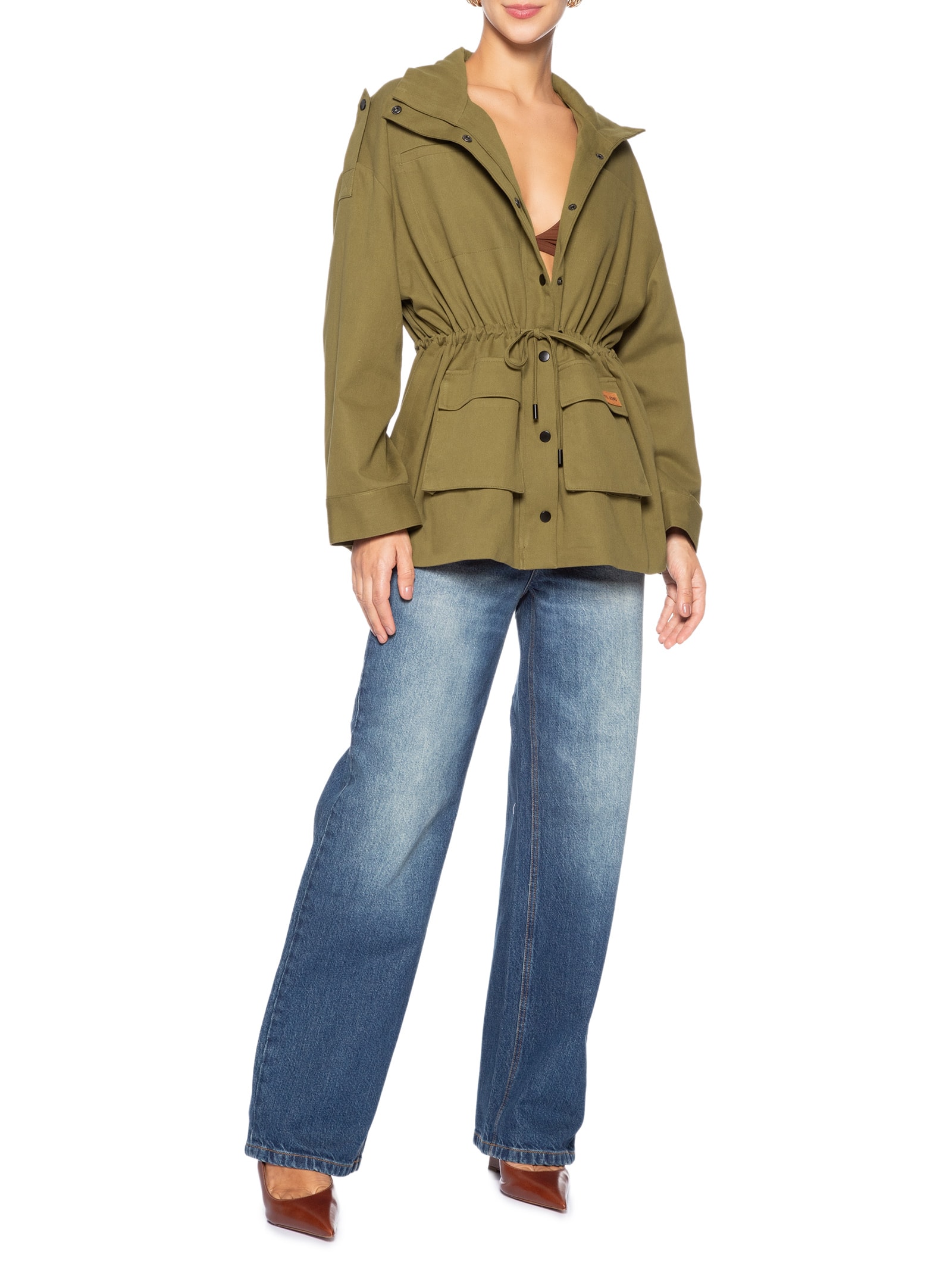 Parka Feminina Verde Animale Jeans