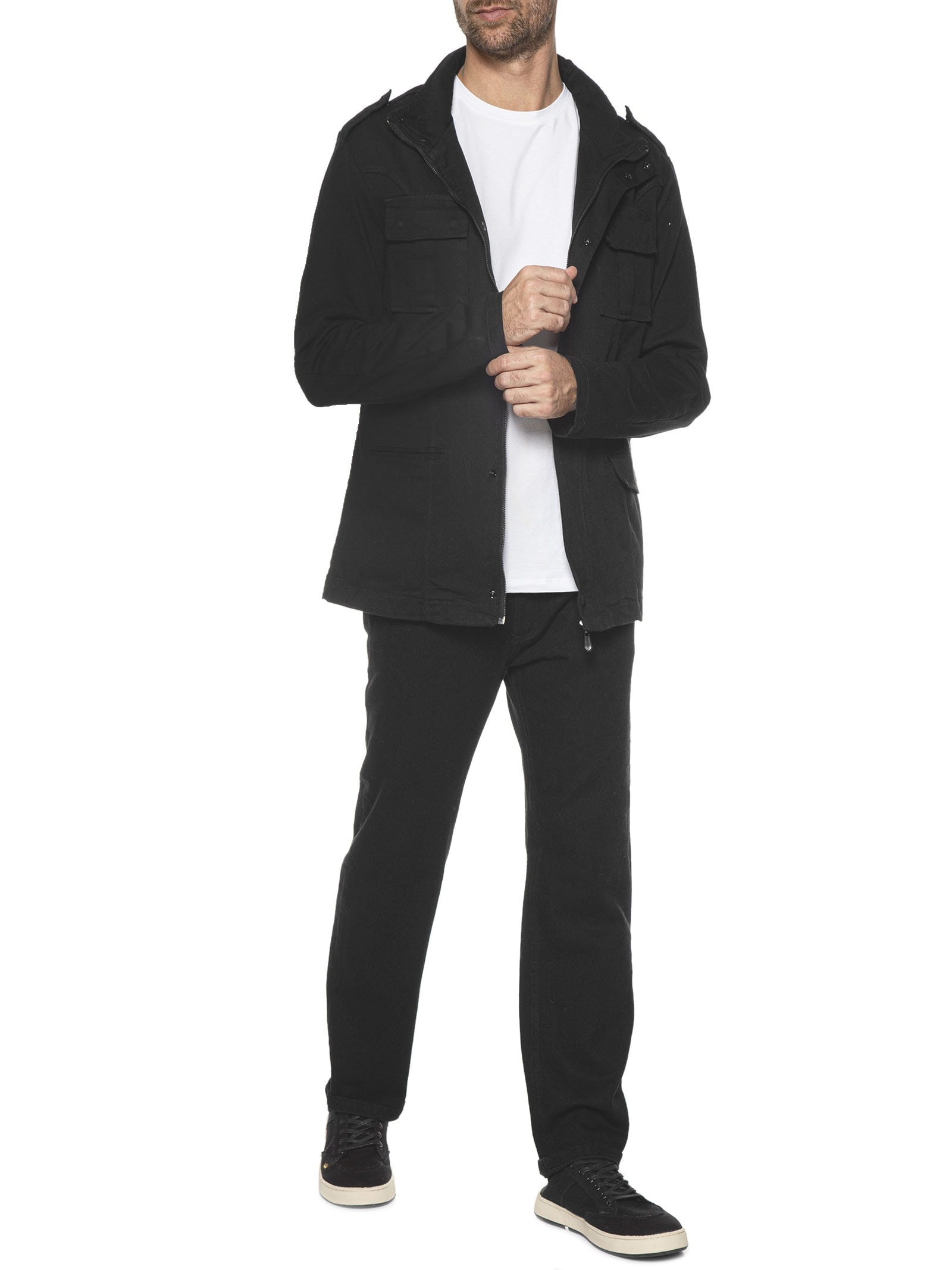 Parka Masculina Pockets Gola Alta Preto Osklen