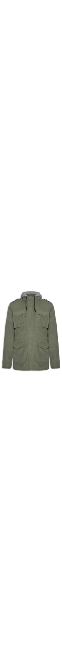 Parka Masculina Sarja Com Capuz Destacável - Verde