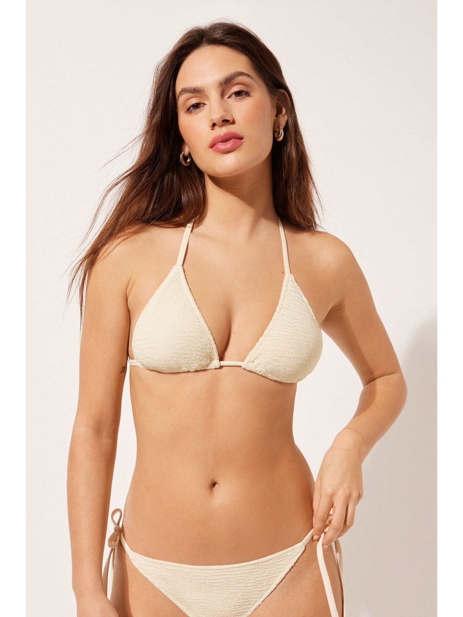 Parte De Cima Biquíni Cortininha Crinkle Waves Branco Calzedonia
