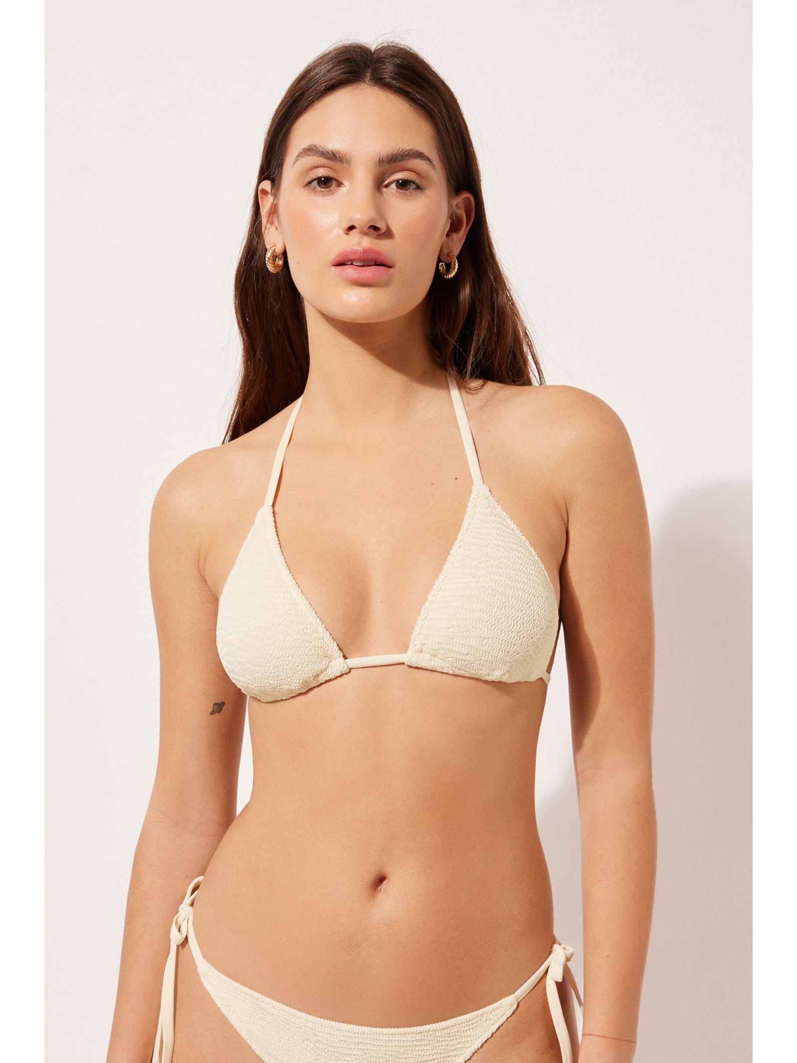Parte De Cima Biquíni Cortininha Crinkle Waves Branco Calzedonia