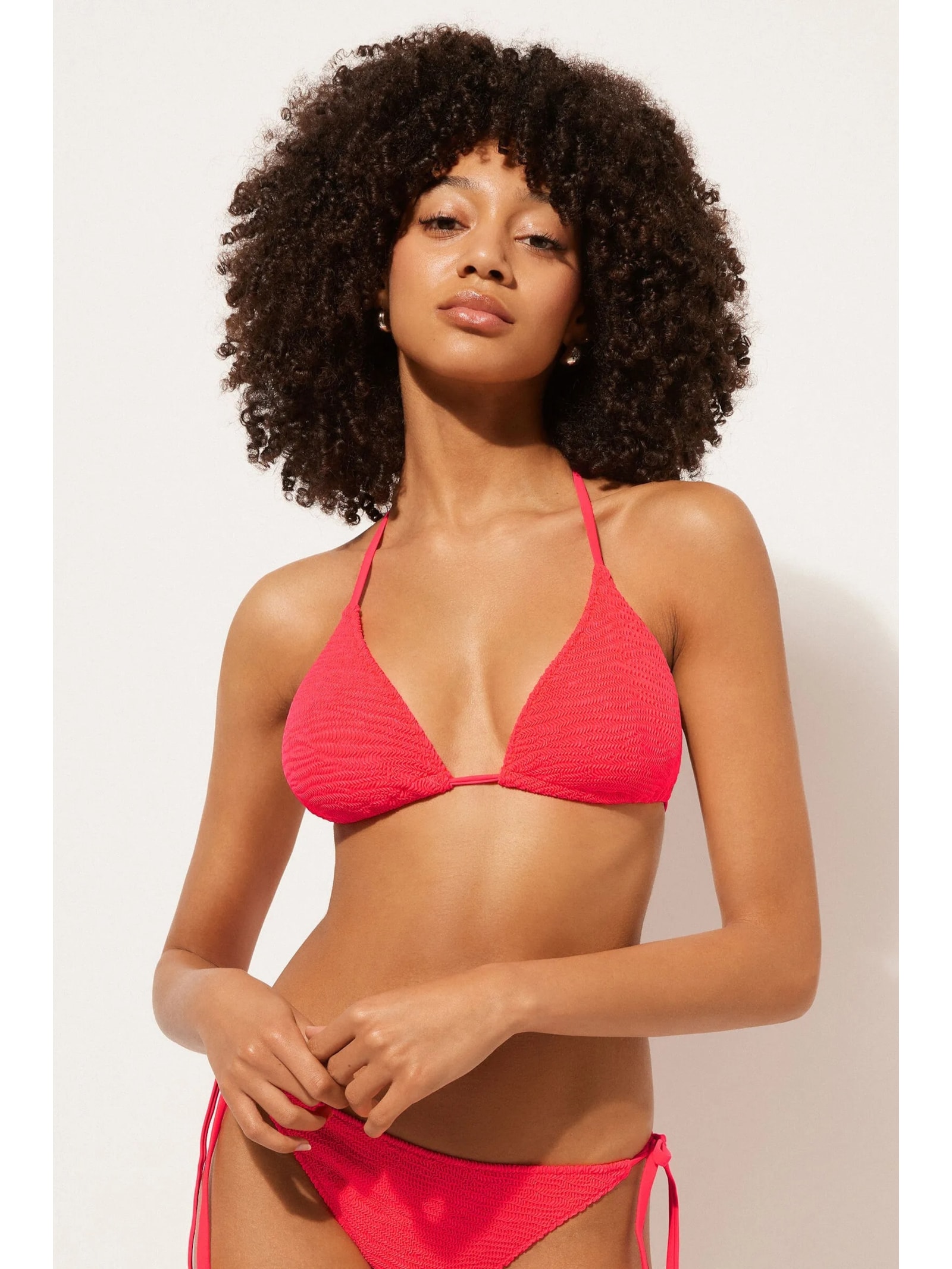 Parte De Cima Biquíni Cortininha Crinkle Waves Rosa Calzedonia