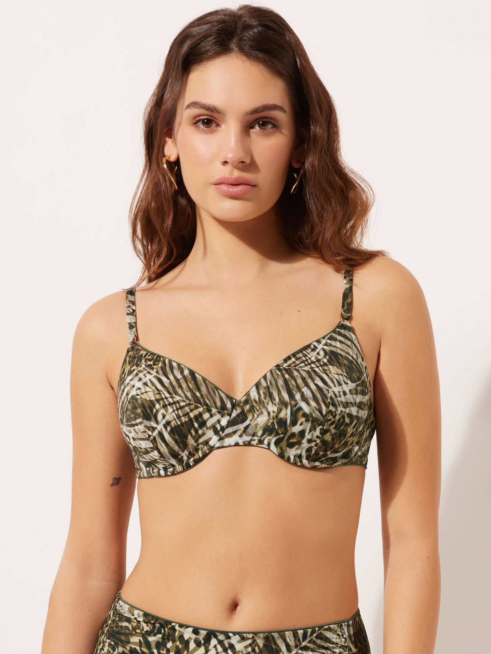 Parte De Cima Biquíni Push-Up Tropical Animalier Verde Calzedonia