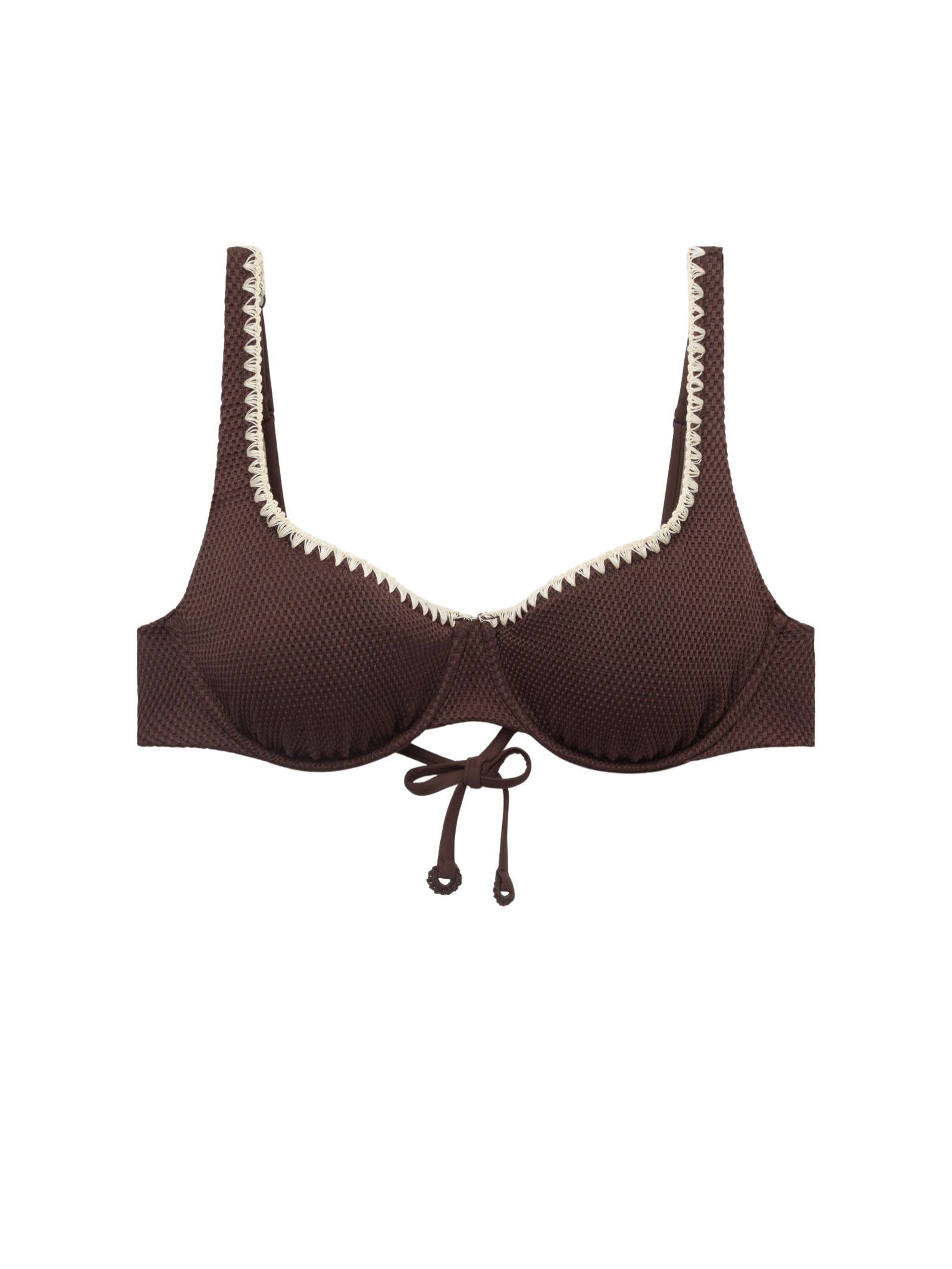 Parte De Cima De Biquíni Balconette Bicolor Embroidery Marrom Calzedonia