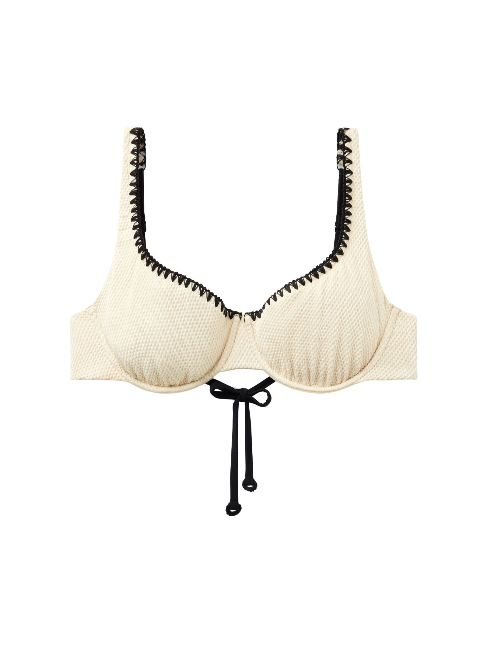 Parte De Cima De Biquíni Balconette Bicolor Embroidery Off-White Calzedonia