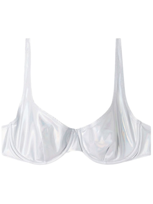 Parte De Cima De Biquíni Balconette Com Efeito De Pele Brilhante Daytona – Cinza