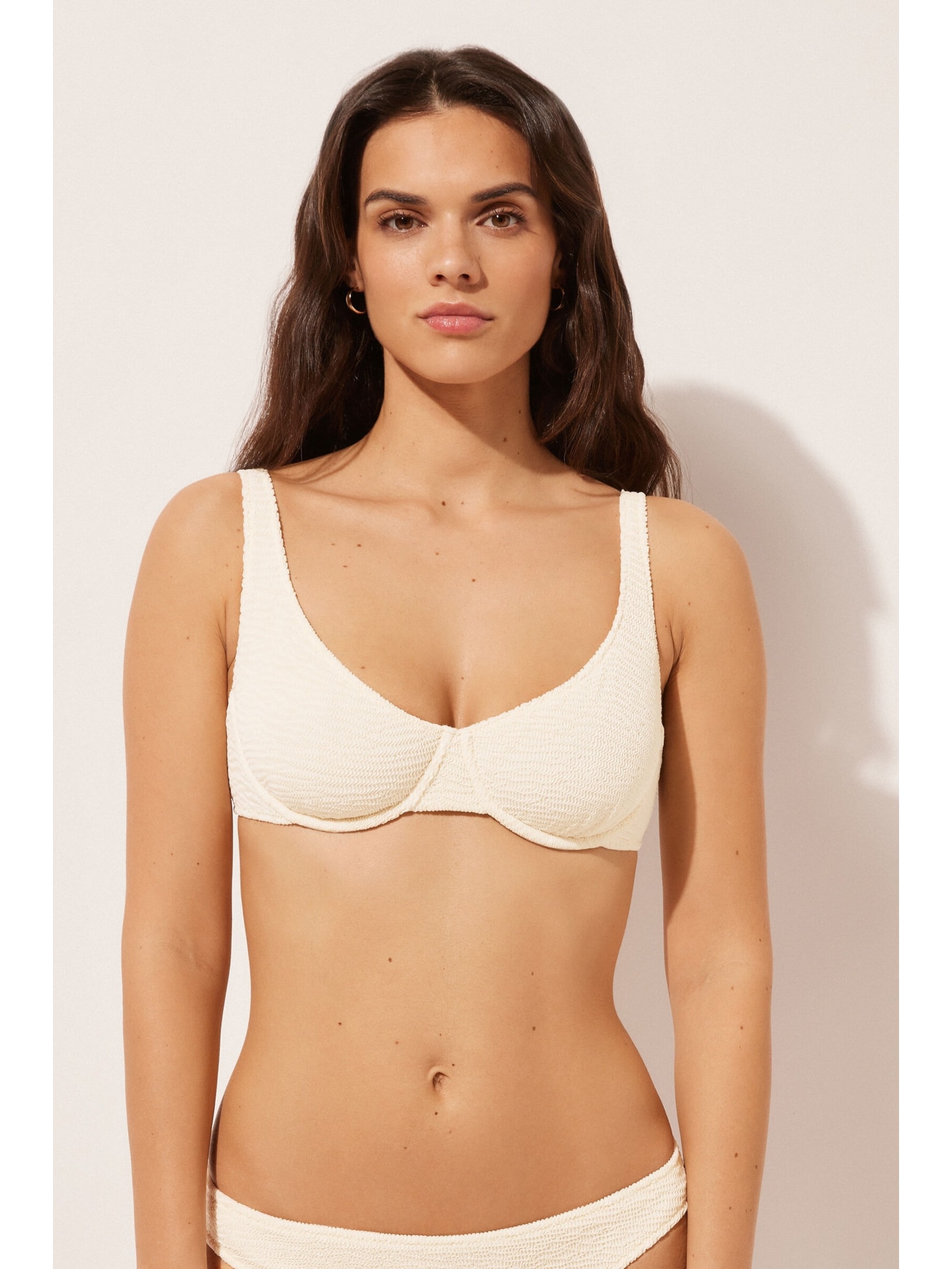 Parte De Cima De Biquíni Balconette Crinkle Waves Branco Calzedonia