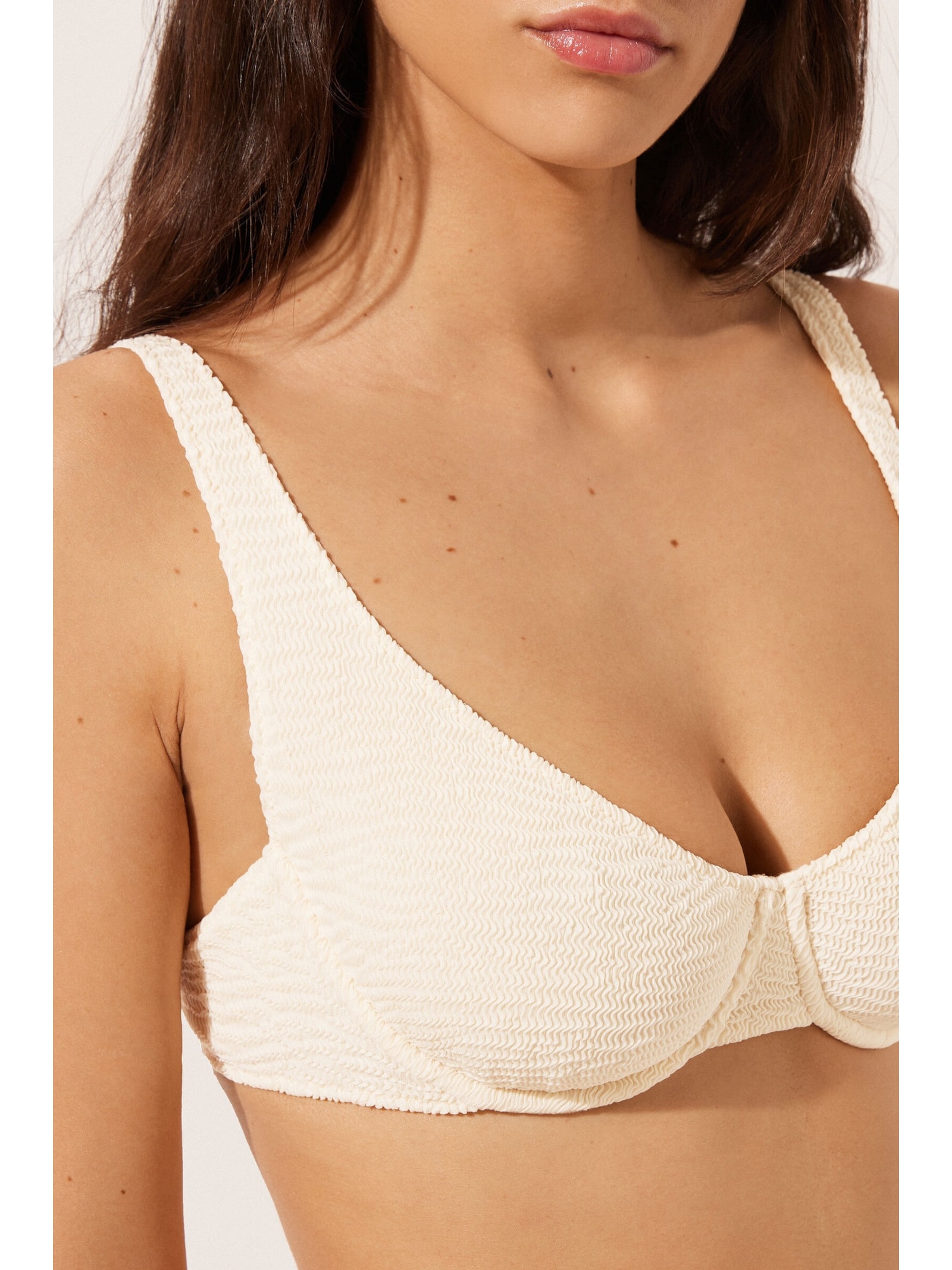 Parte De Cima De Biquíni Balconette Crinkle Waves Branco Calzedonia