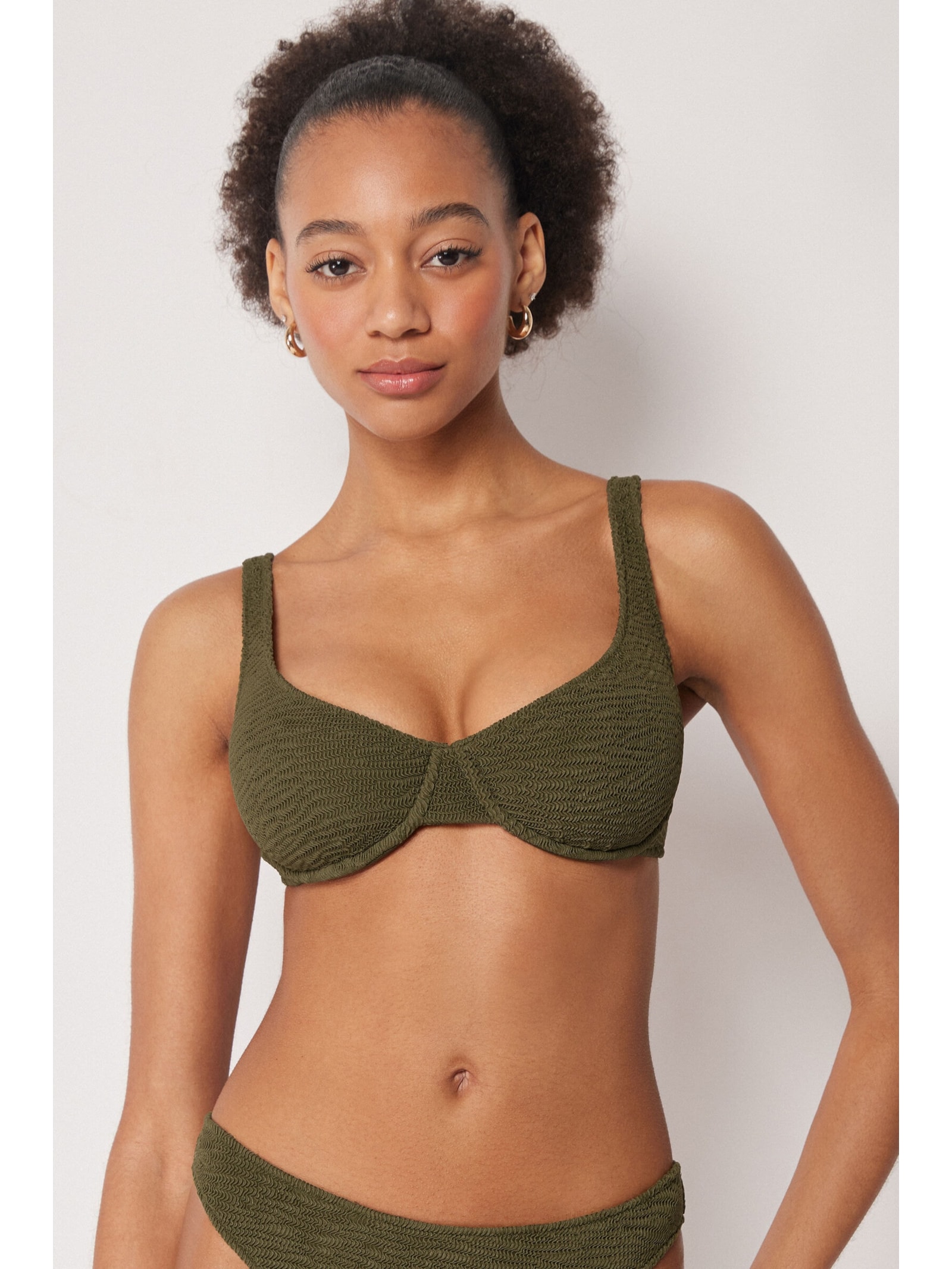 Parte De Cima De Biquíni Balconette Crinkle Waves Verde Calzedonia