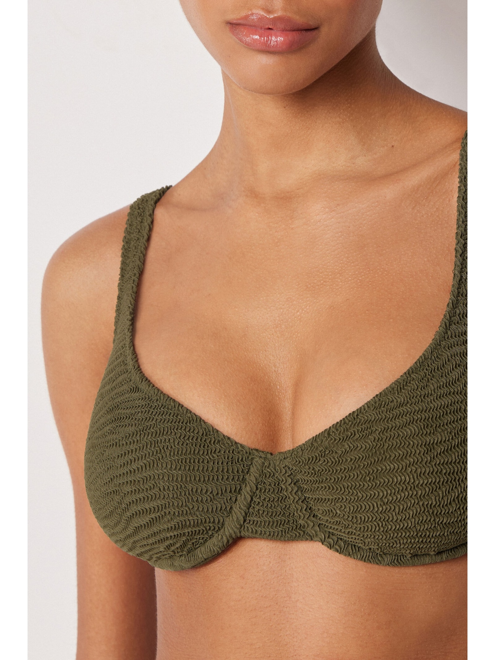 Parte De Cima De Biquíni Balconette Crinkle Waves Verde Calzedonia