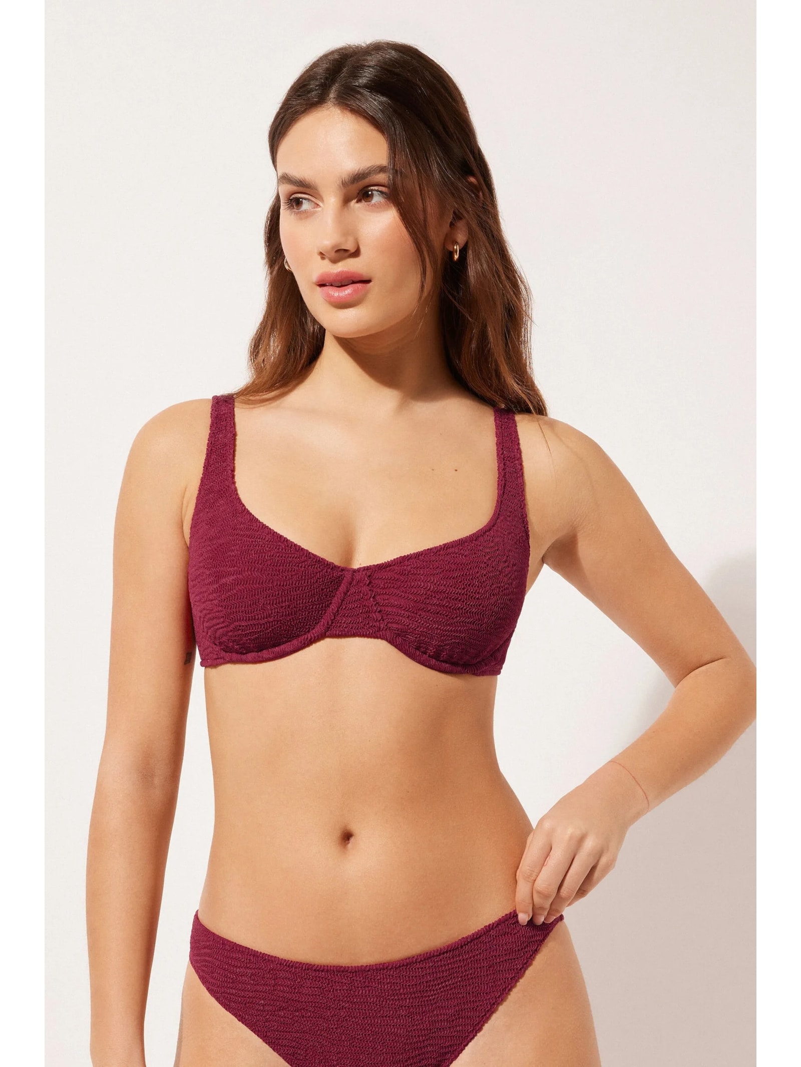 Parte De Cima De Biquíni Balconette Crinkle Waves Vermelho Calzedonia