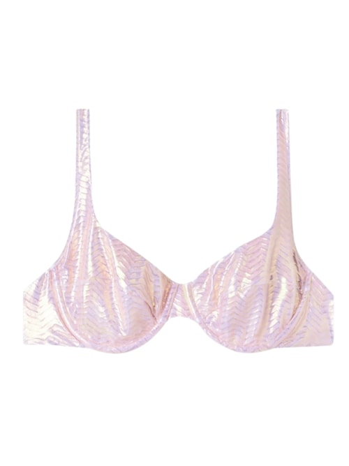 Parte De Cima De Biquíni Balconette Metallic Skin – Rosa