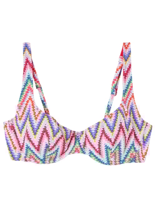 Parte De Cima De Biquíni Balconette Multicolor Chevron – Rosa