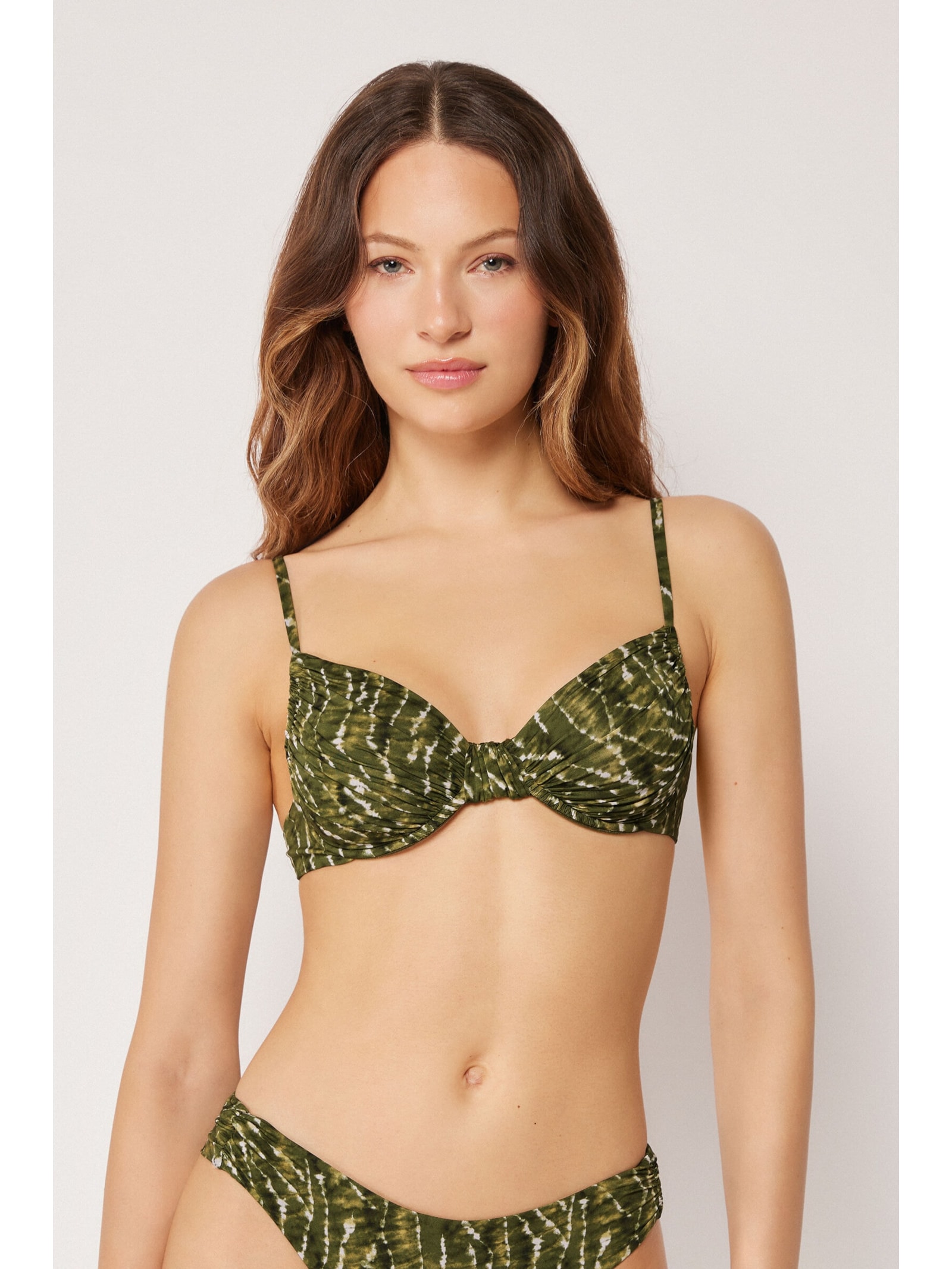 Parte De Cima De Biquíni Balconette Natural Tie-Dye Verde Calzedonia