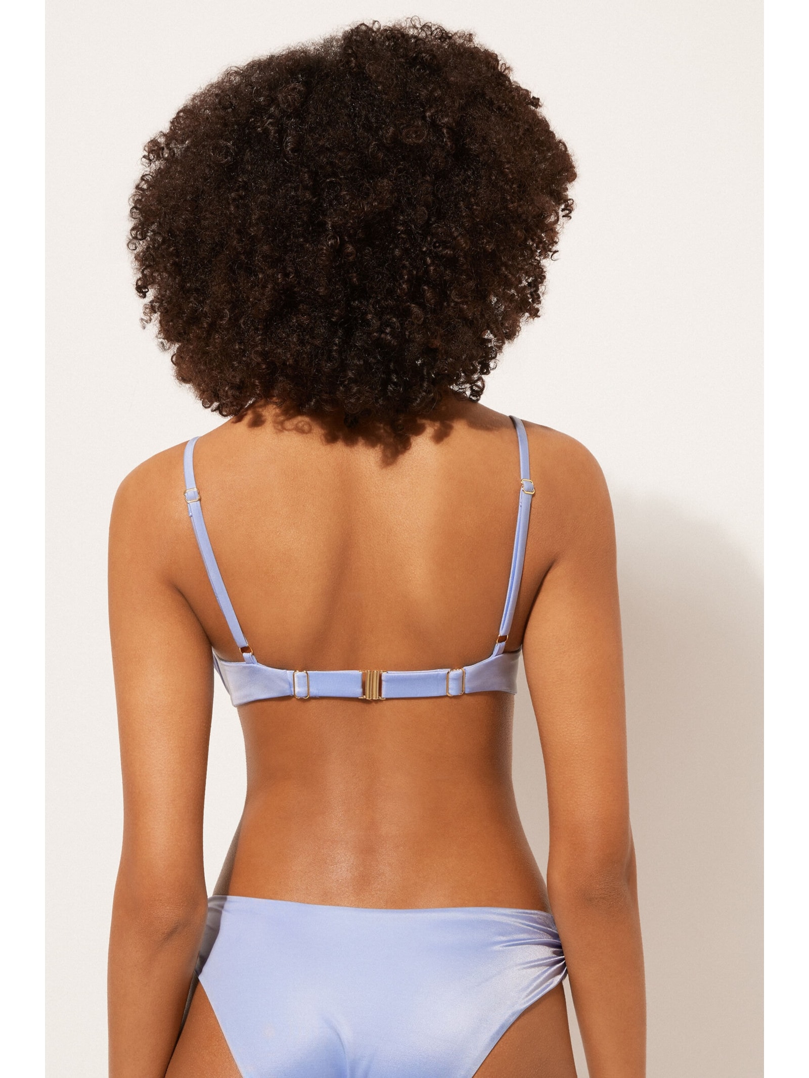 Parte De Cima De Biquíni Balconette Shiny Satin Azul Calzedonia