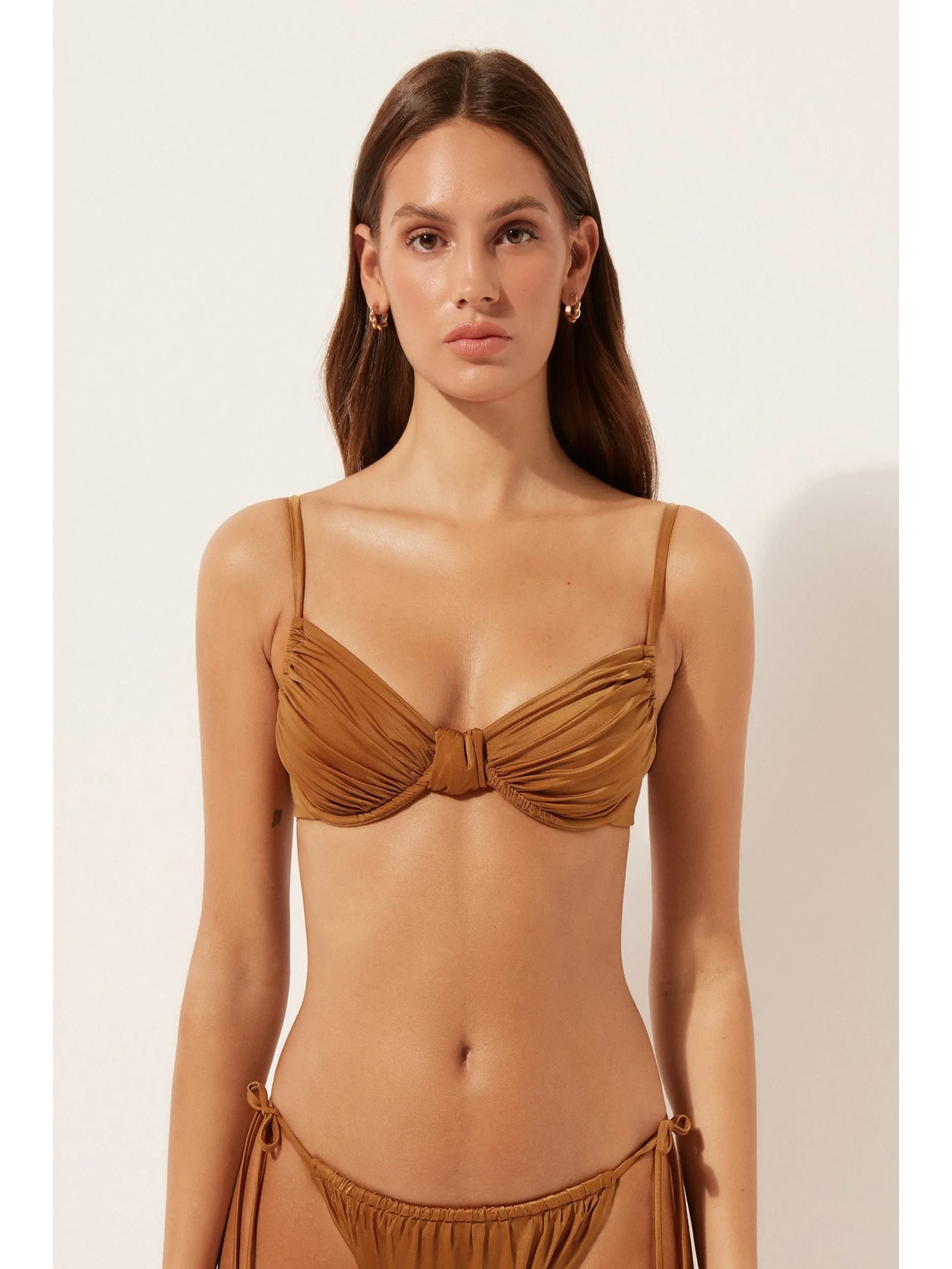 Parte De Cima De Biquíni Balconette Shiny Satin Marrom Calzedonia