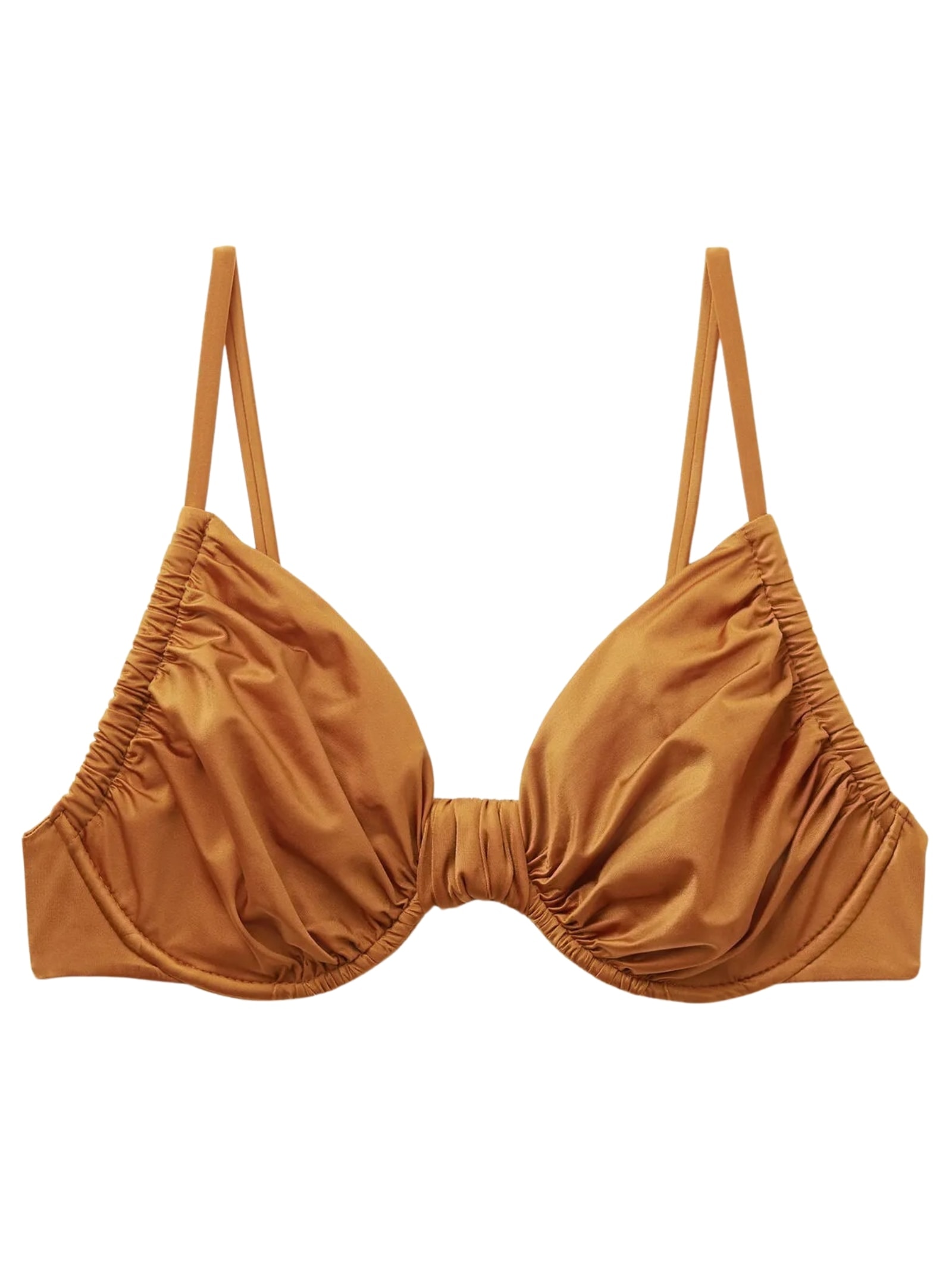 Parte De Cima De Biquíni Balconette Shiny Satin Marrom Calzedonia