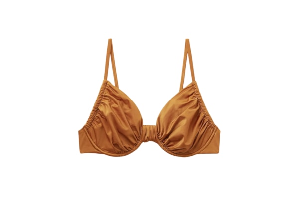 Parte De Cima De Biquíni Balconette Shiny Satin - Marrom