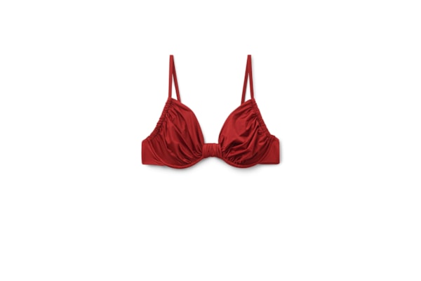 Parte De Cima De Biquíni Balconette Shiny Satin - Vermelho