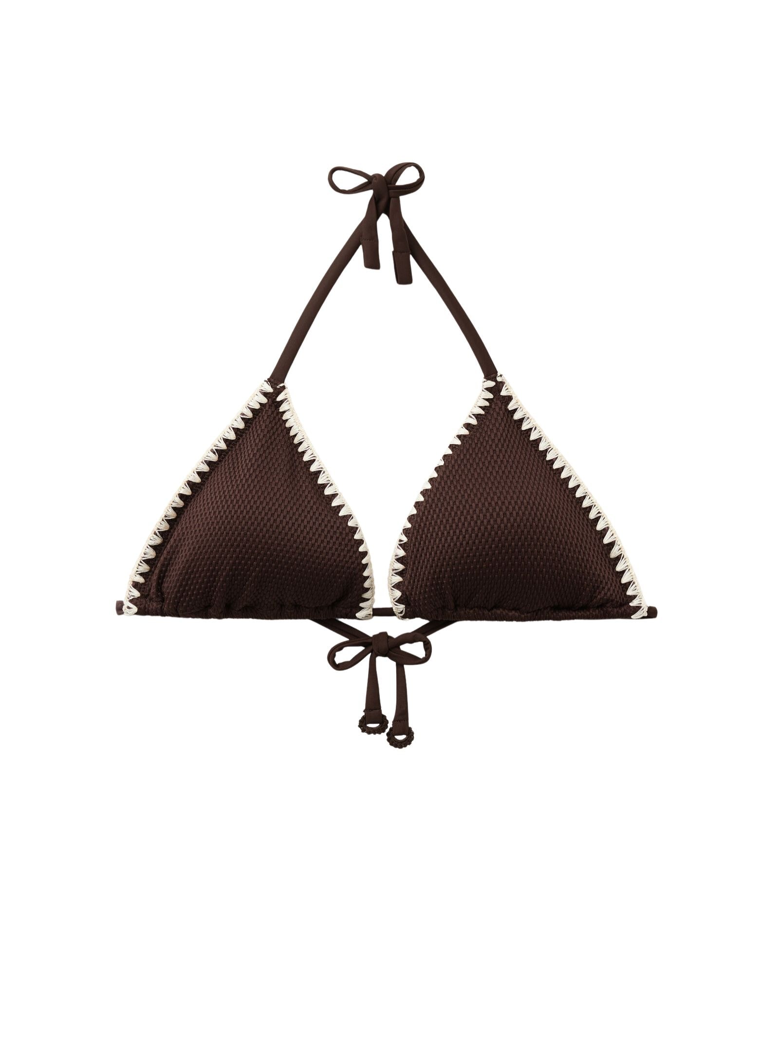 Parte De Cima De Biquíni Cortininha Bicolor Embroidery Marrom Calzedonia