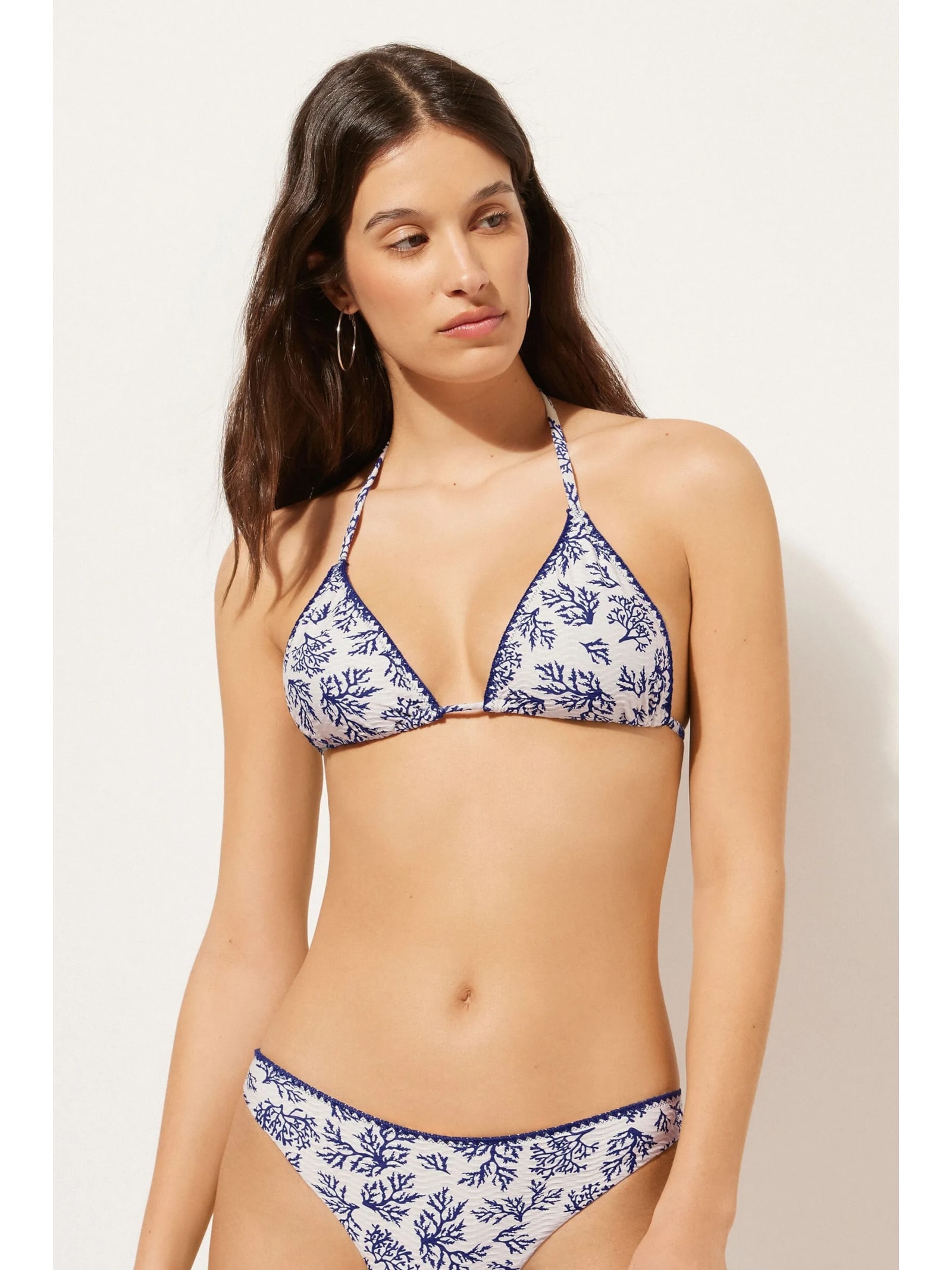 Parte De Cima De Biquíni Cortininha Blue Corals Azul Calzedonia