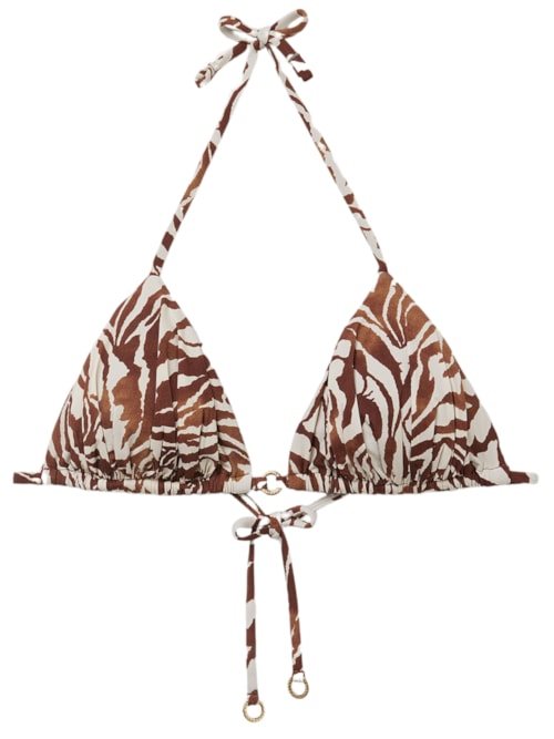 Parte De Cima De Biquíni Cortininha Brown Zebra – Marrom