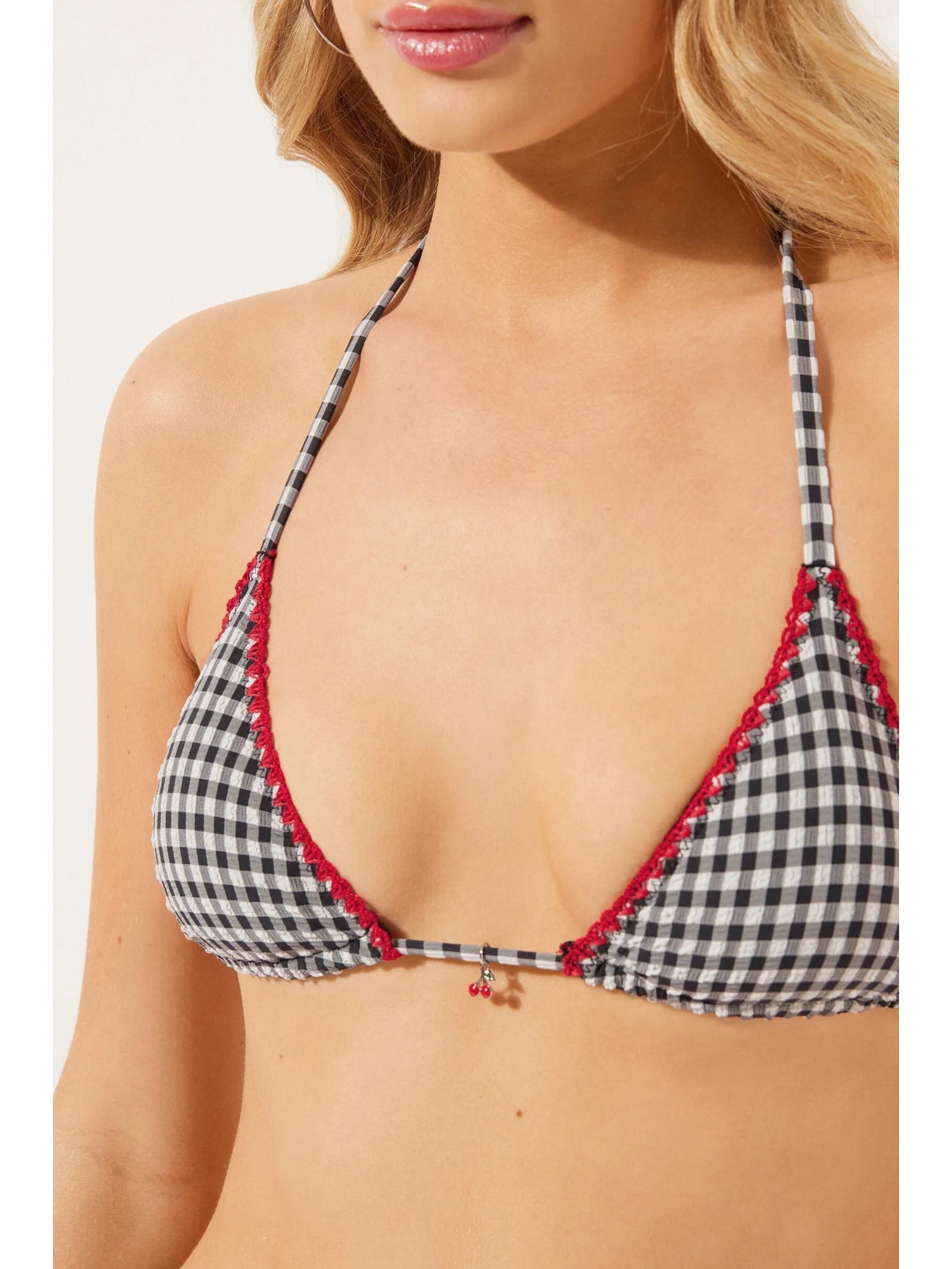 Parte De Cima De Biquíni Cortininha Cherry Vichy Preto Calzedonia