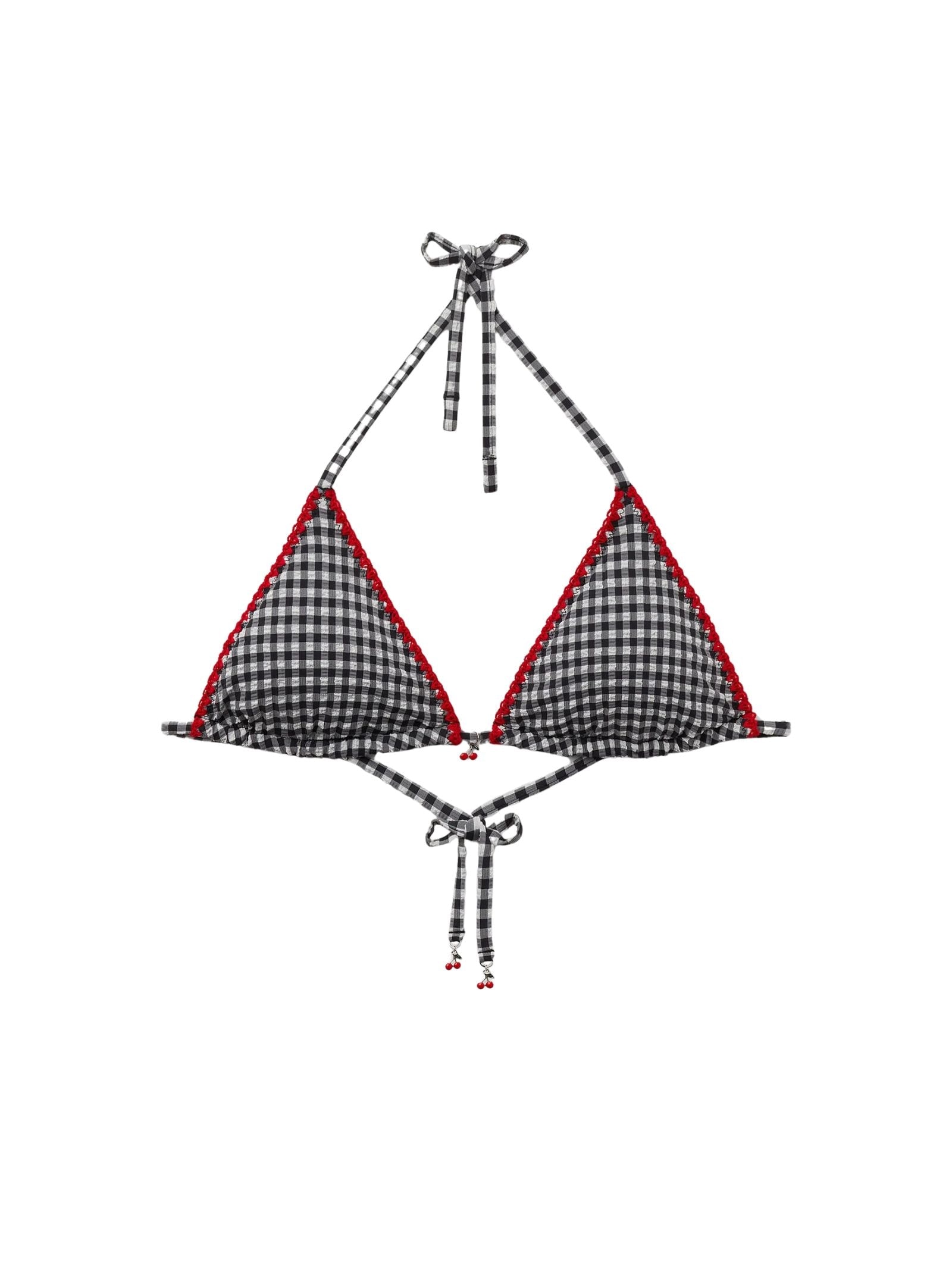 Parte De Cima De Biquíni Cortininha Cherry Vichy Preto Calzedonia