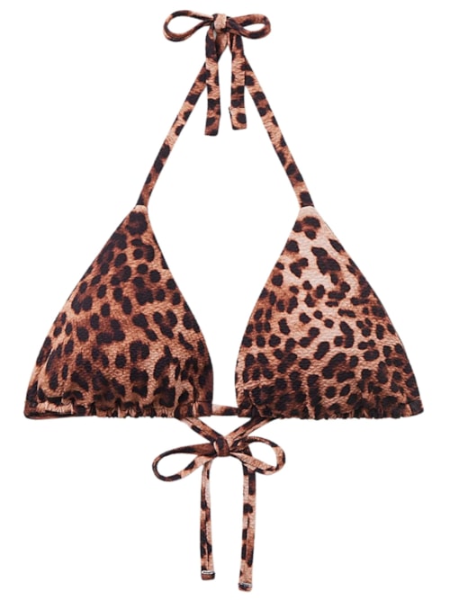 Parte De Cima De Biquíni Cortininha Classic Animal Print – Marrom