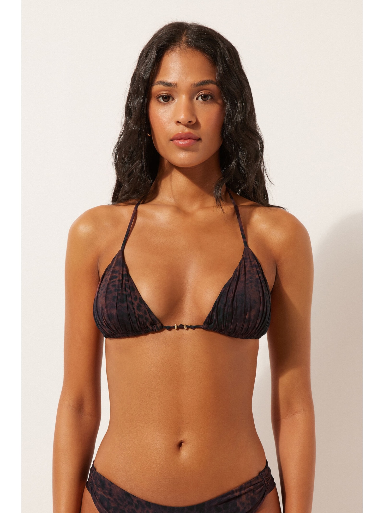 Parte De Cima De Biquíni Cortininha Dark Animalier Marrom Calzedonia