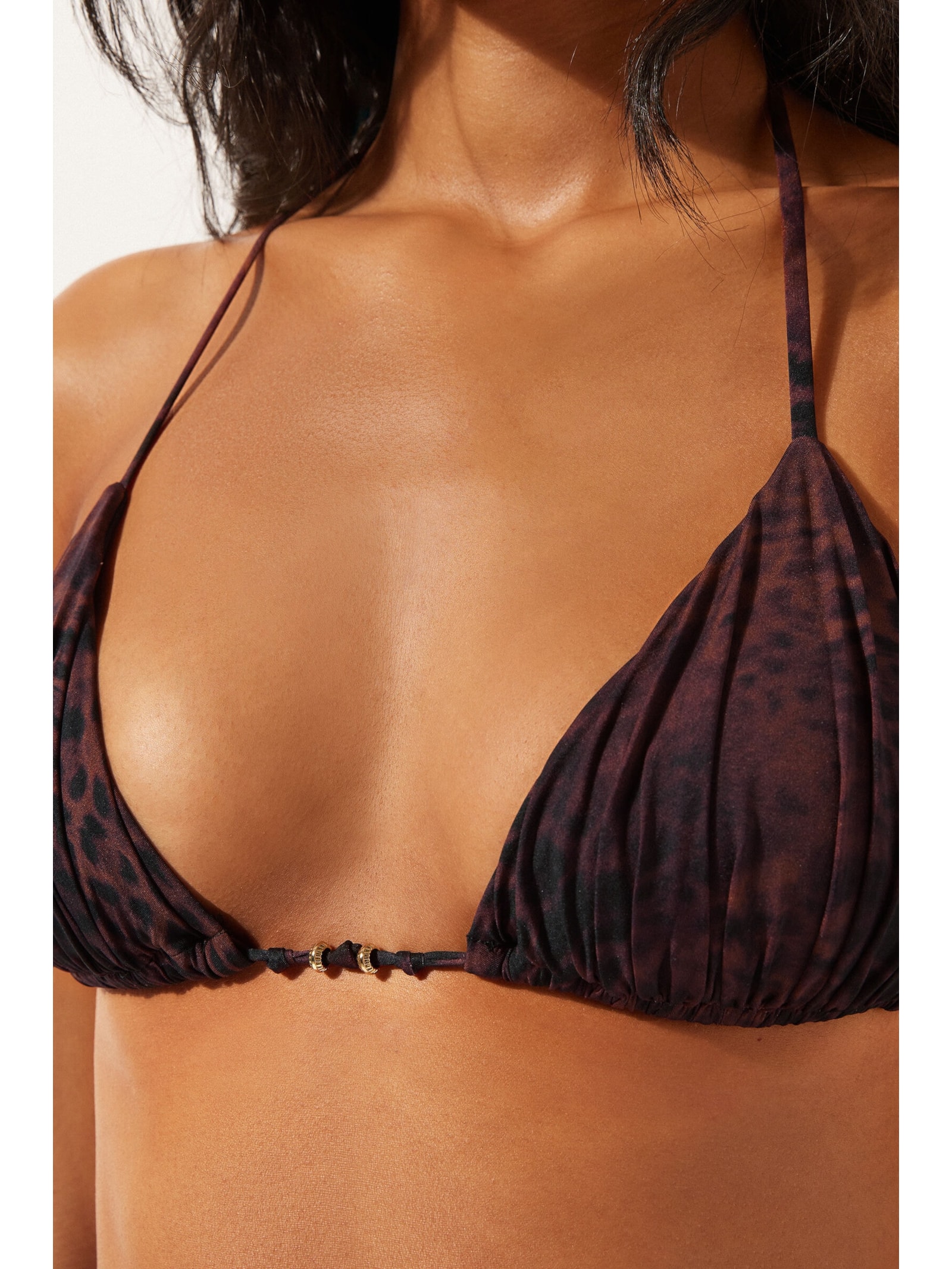 Parte De Cima De Biquíni Cortininha Dark Animalier Marrom Calzedonia