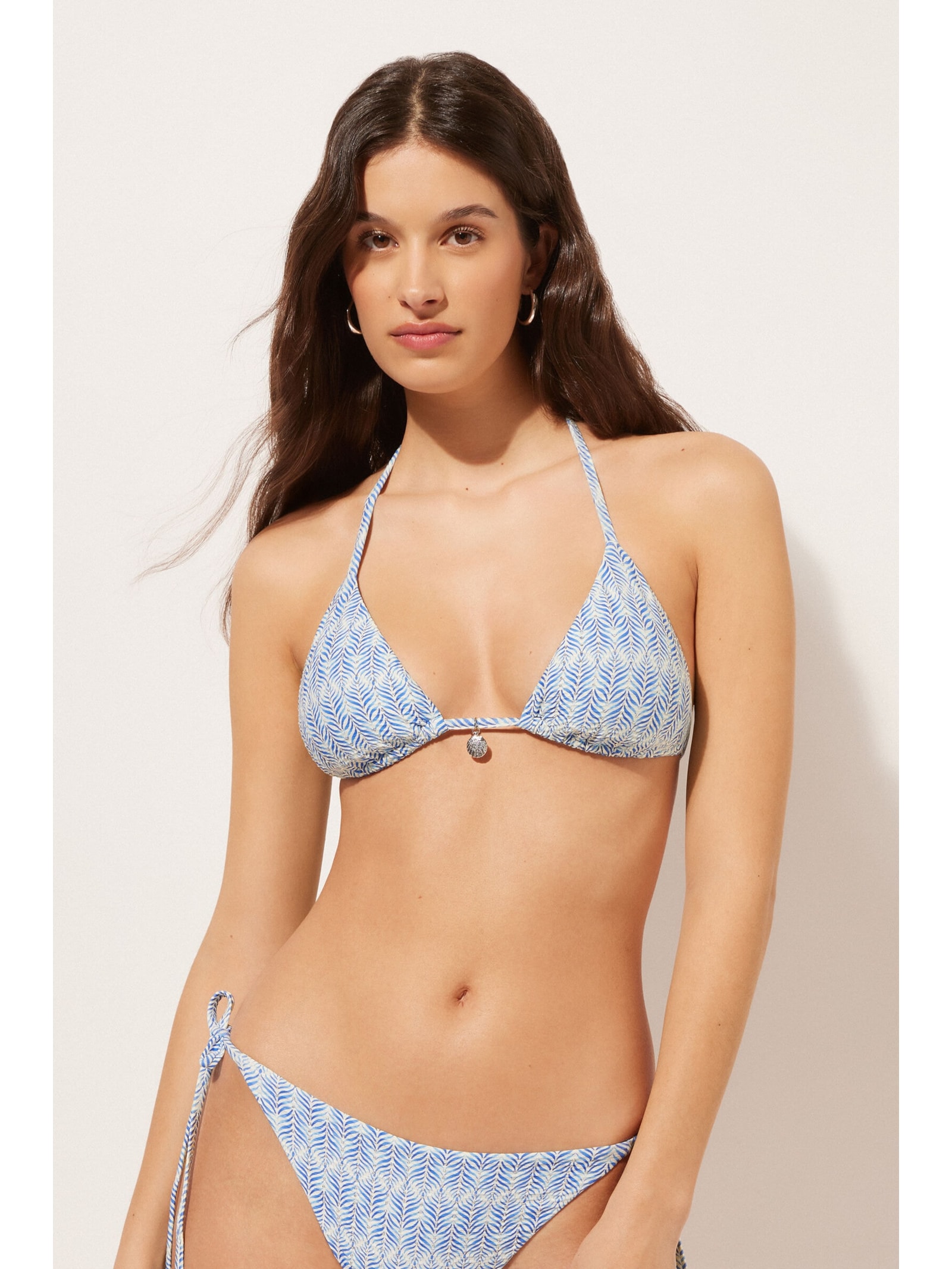 Parte De Cima De Biquíni Cortininha Delicate Geometric Azul Calzedonia