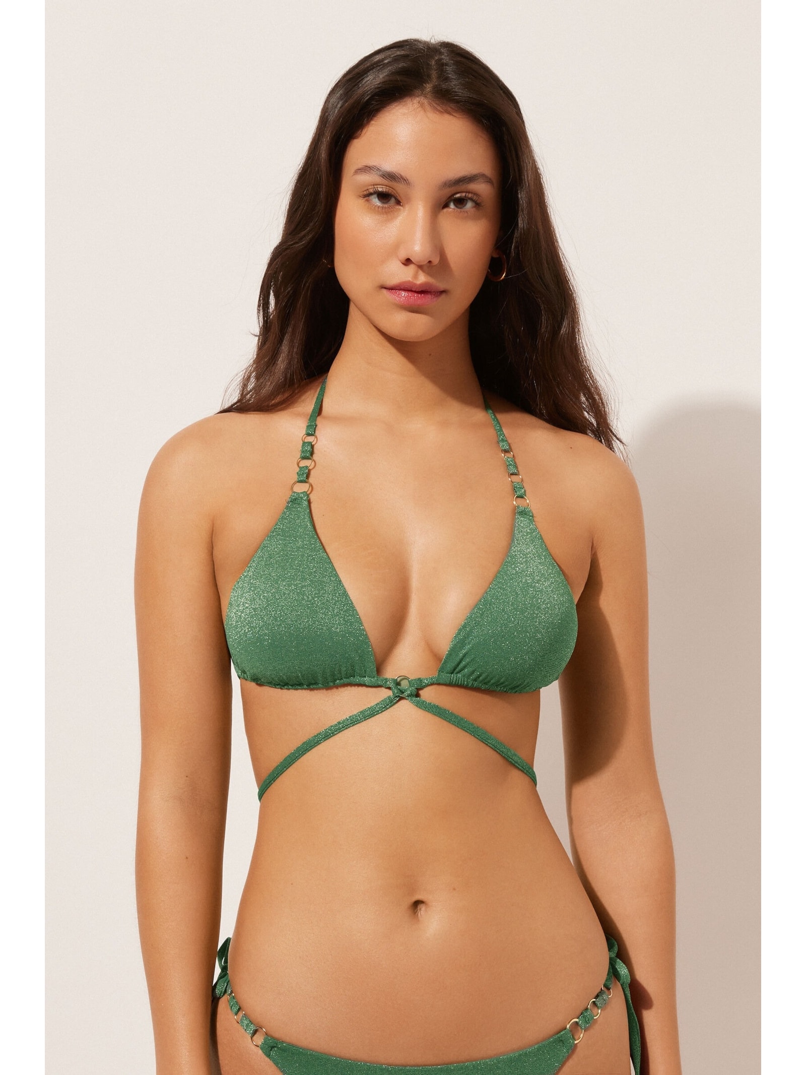 Parte De Cima De Biquíni Cortininha Golden Gleam Verde Calzedonia