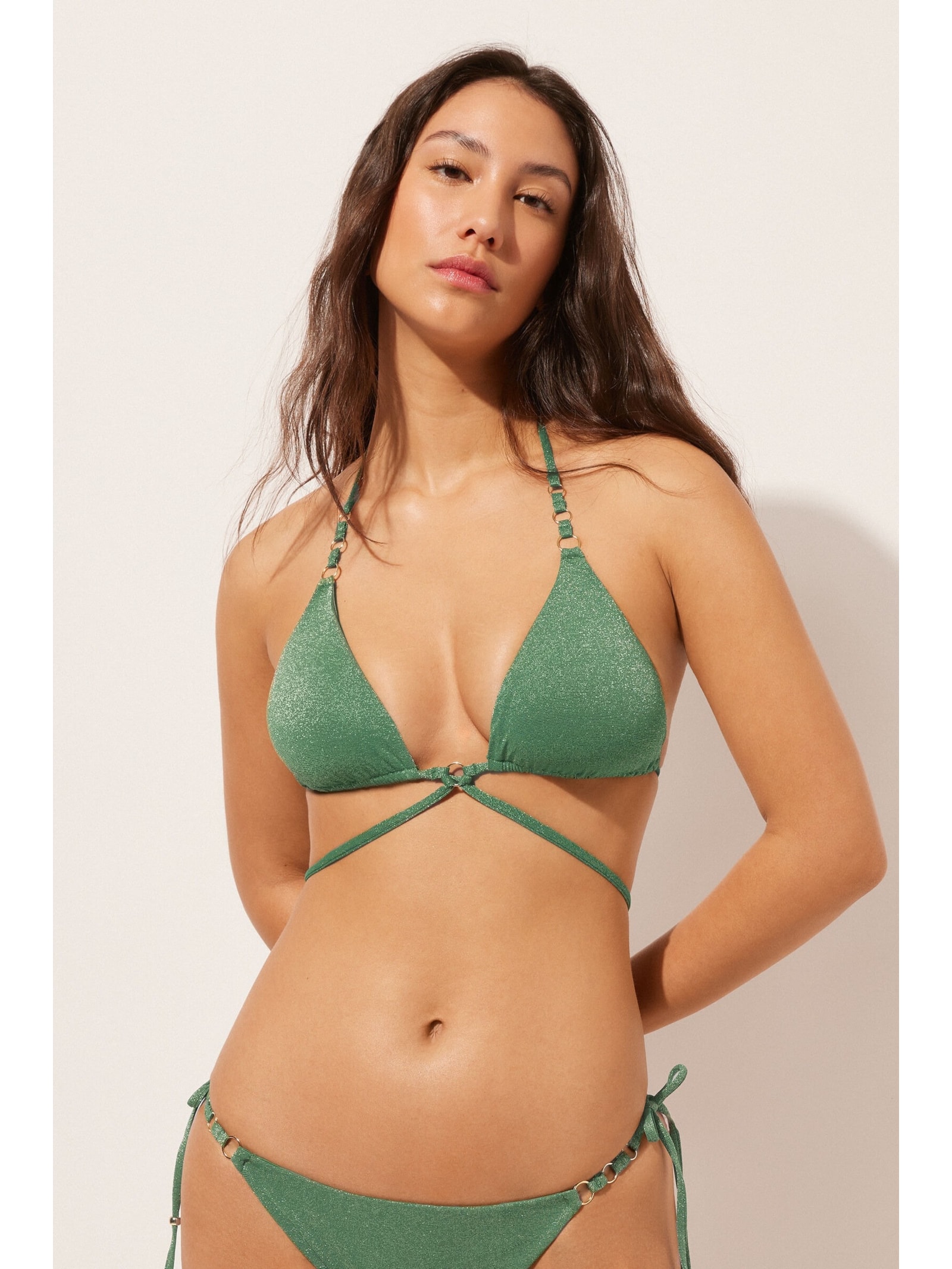 Parte De Cima De Biquíni Cortininha Golden Gleam Verde Calzedonia