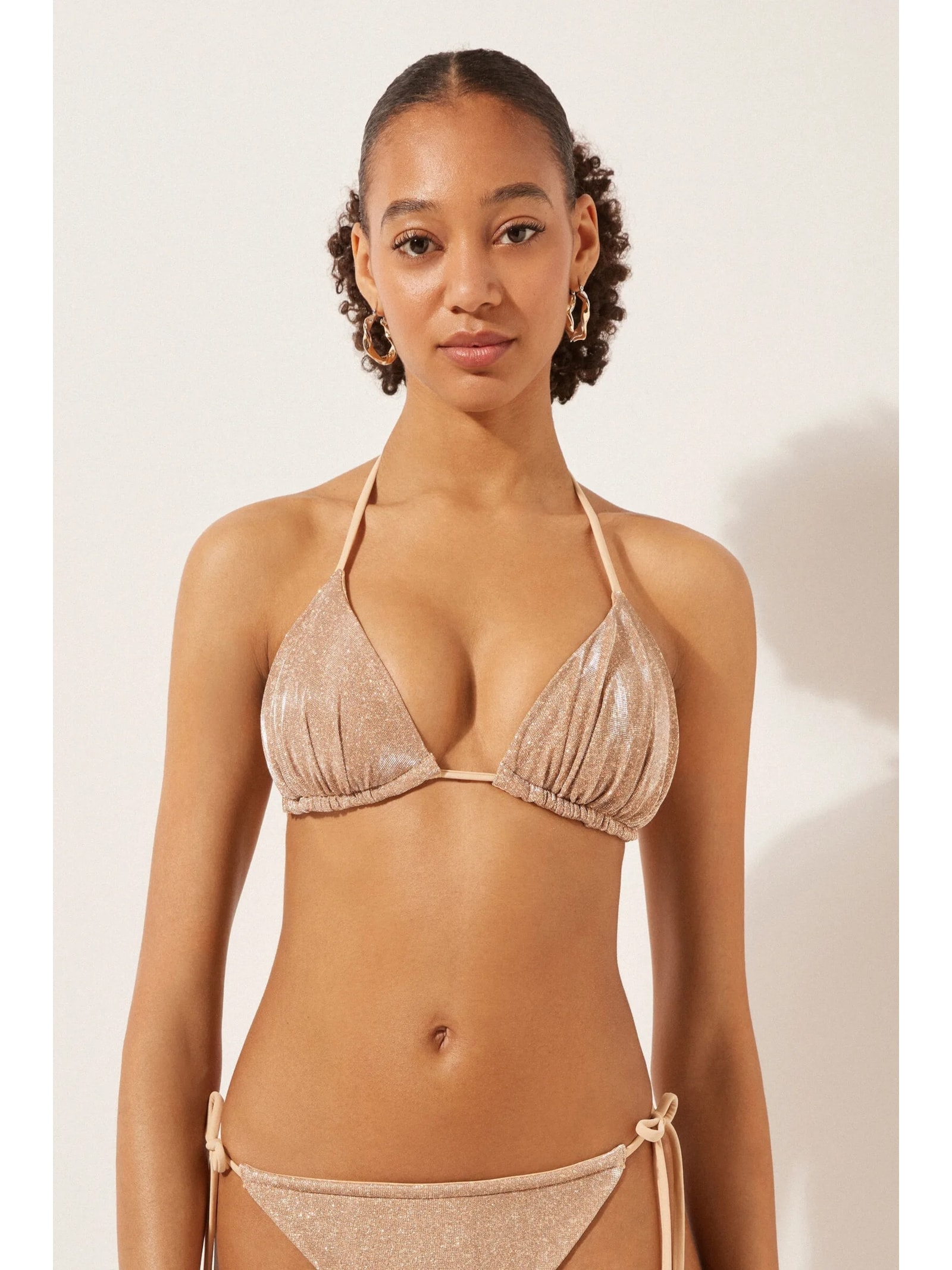 Parte De Cima De Biquíni Cortininha Golden Glitter Rosa Calzedonia